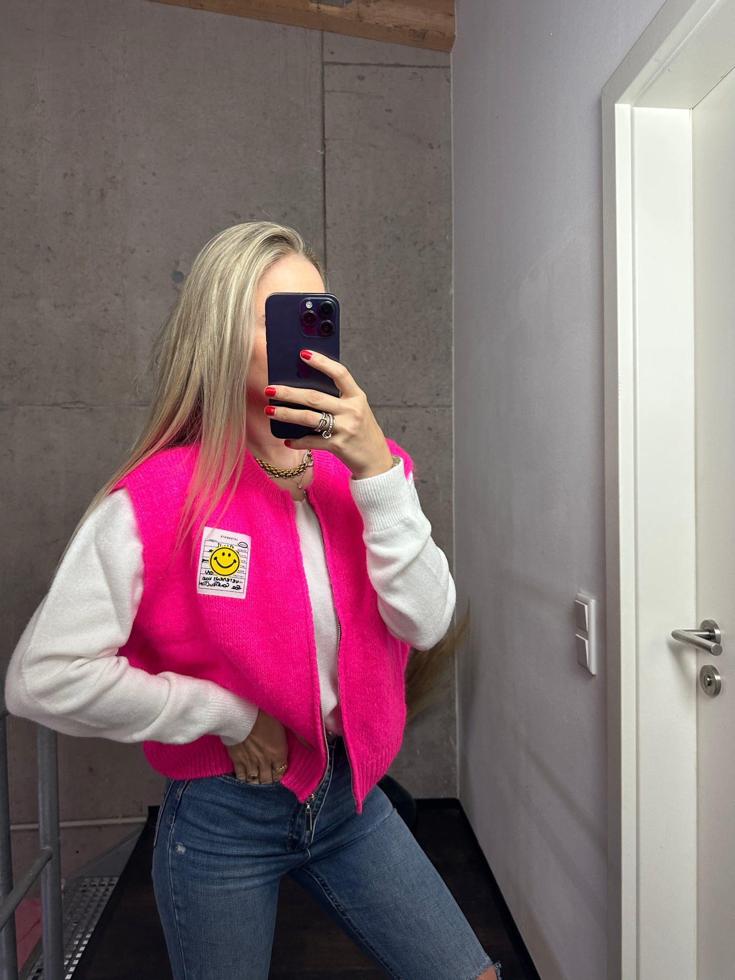 Weste mit Reißverschluss Smiley Pink