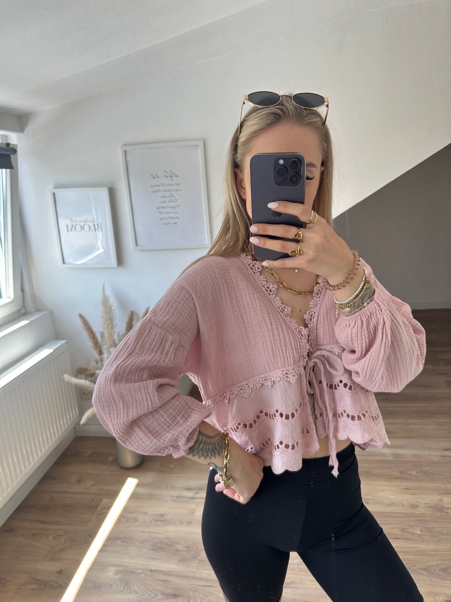 Musselin Bluse Boho Gelb