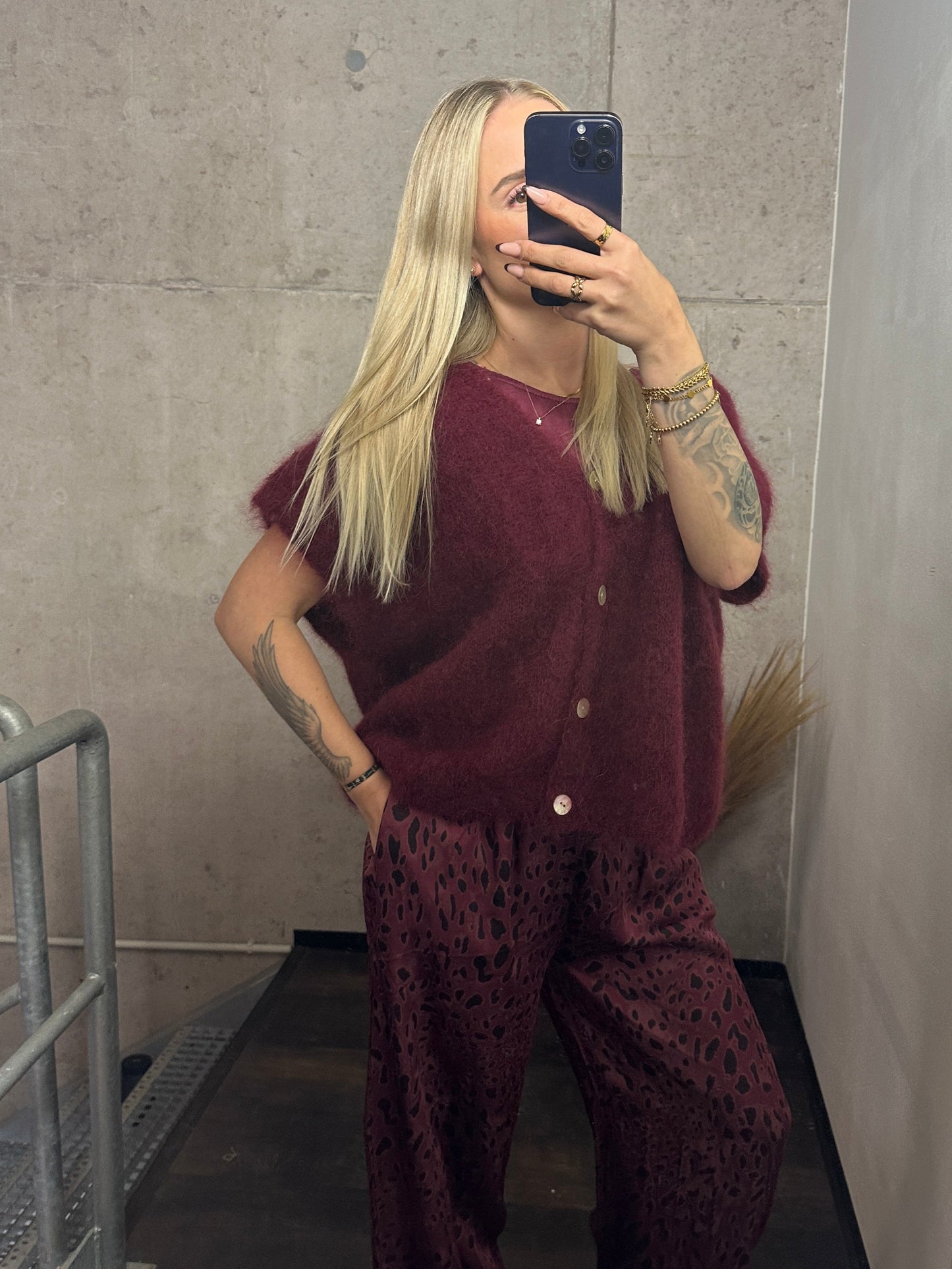 Weste aus 80% KidMohair Bordeauxrot