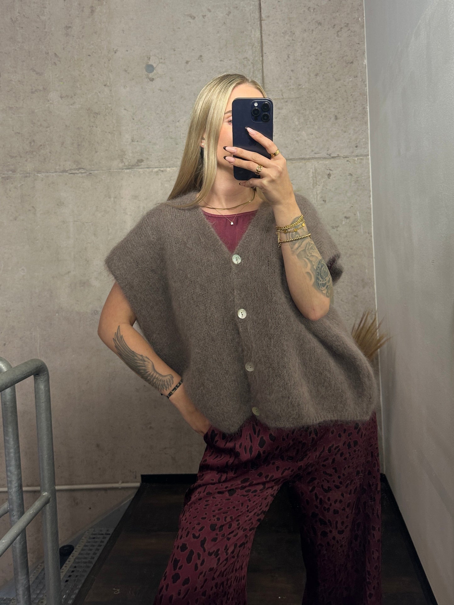 Weste aus 80% KidMohair Taupe