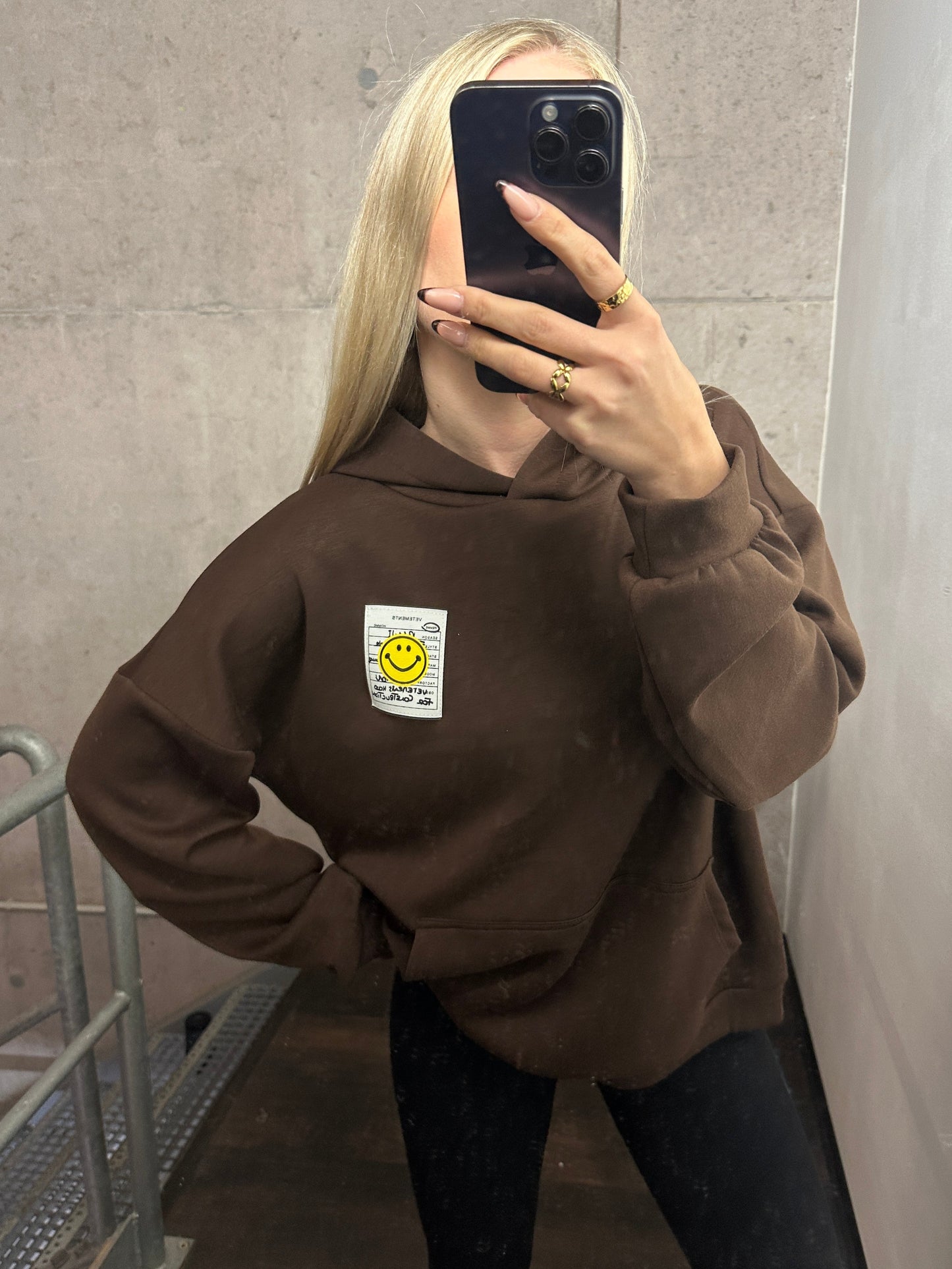 Smiley Hoodie Braun