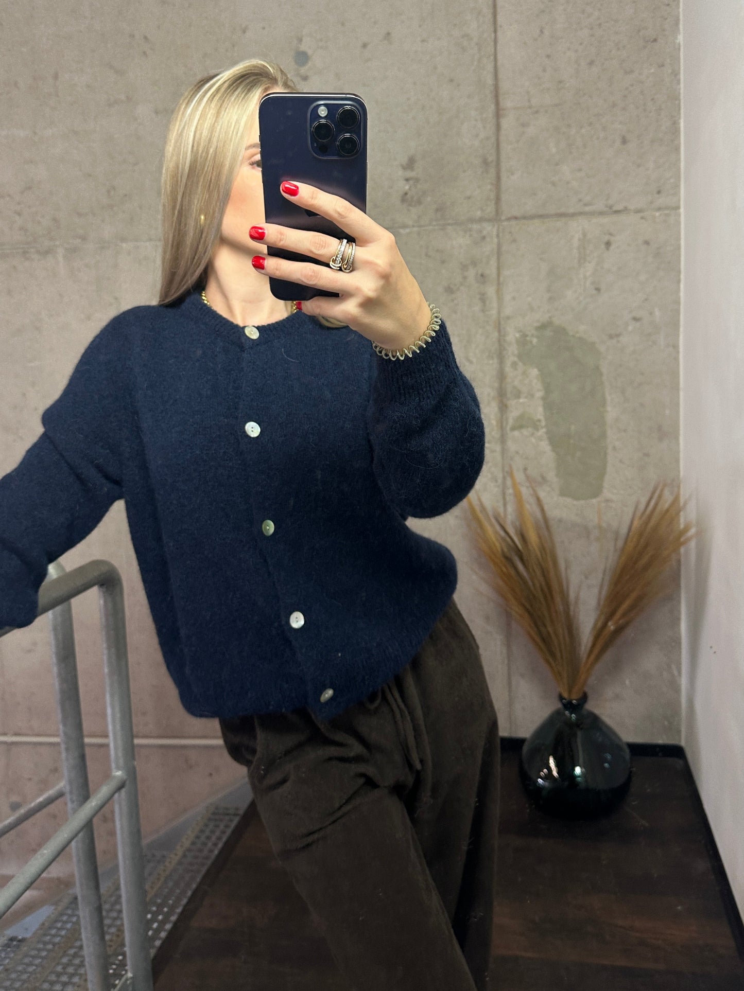 Alpaka Cardigan Dunkelblau