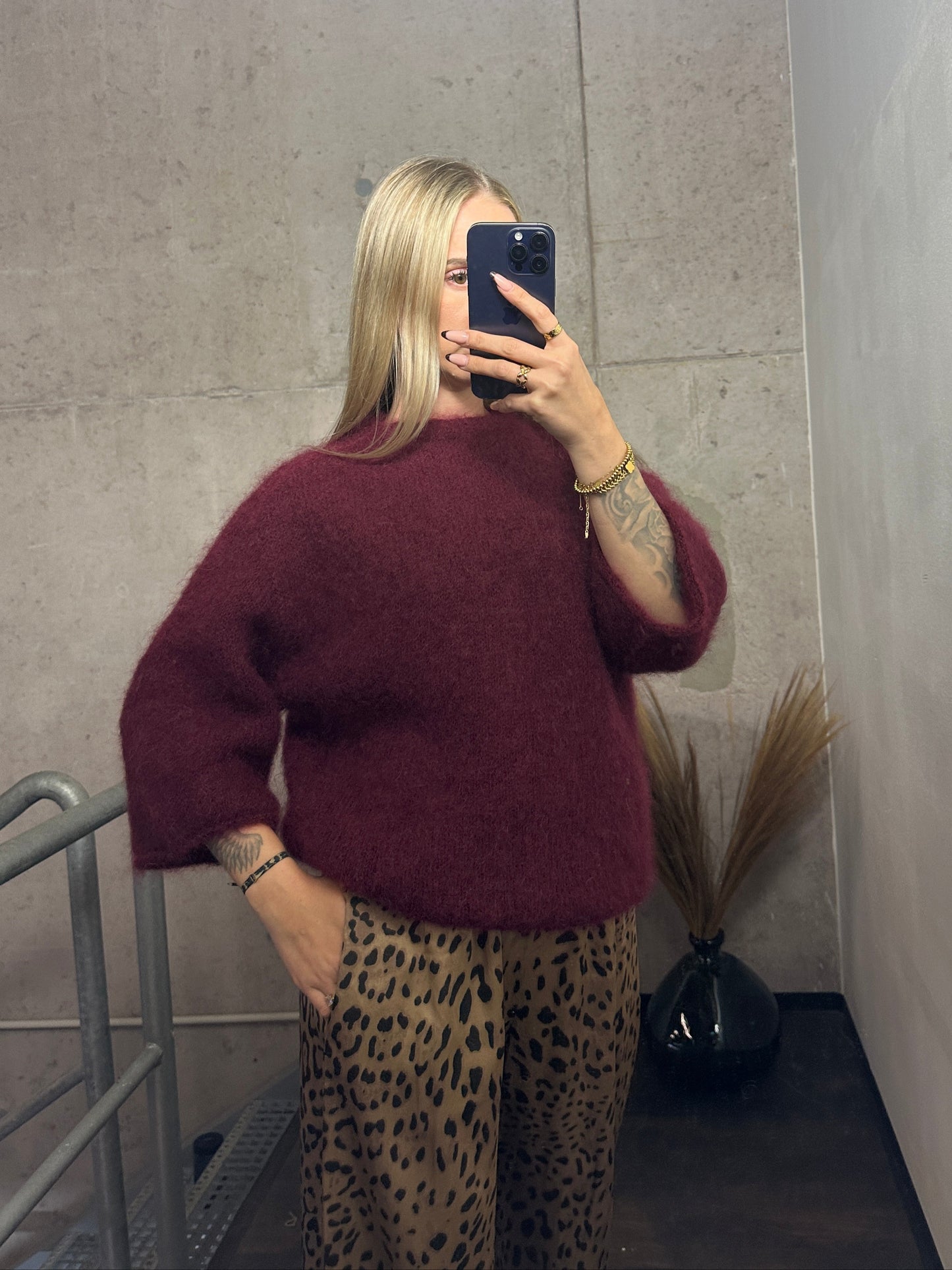Mohair Pullover Bordeauxrot