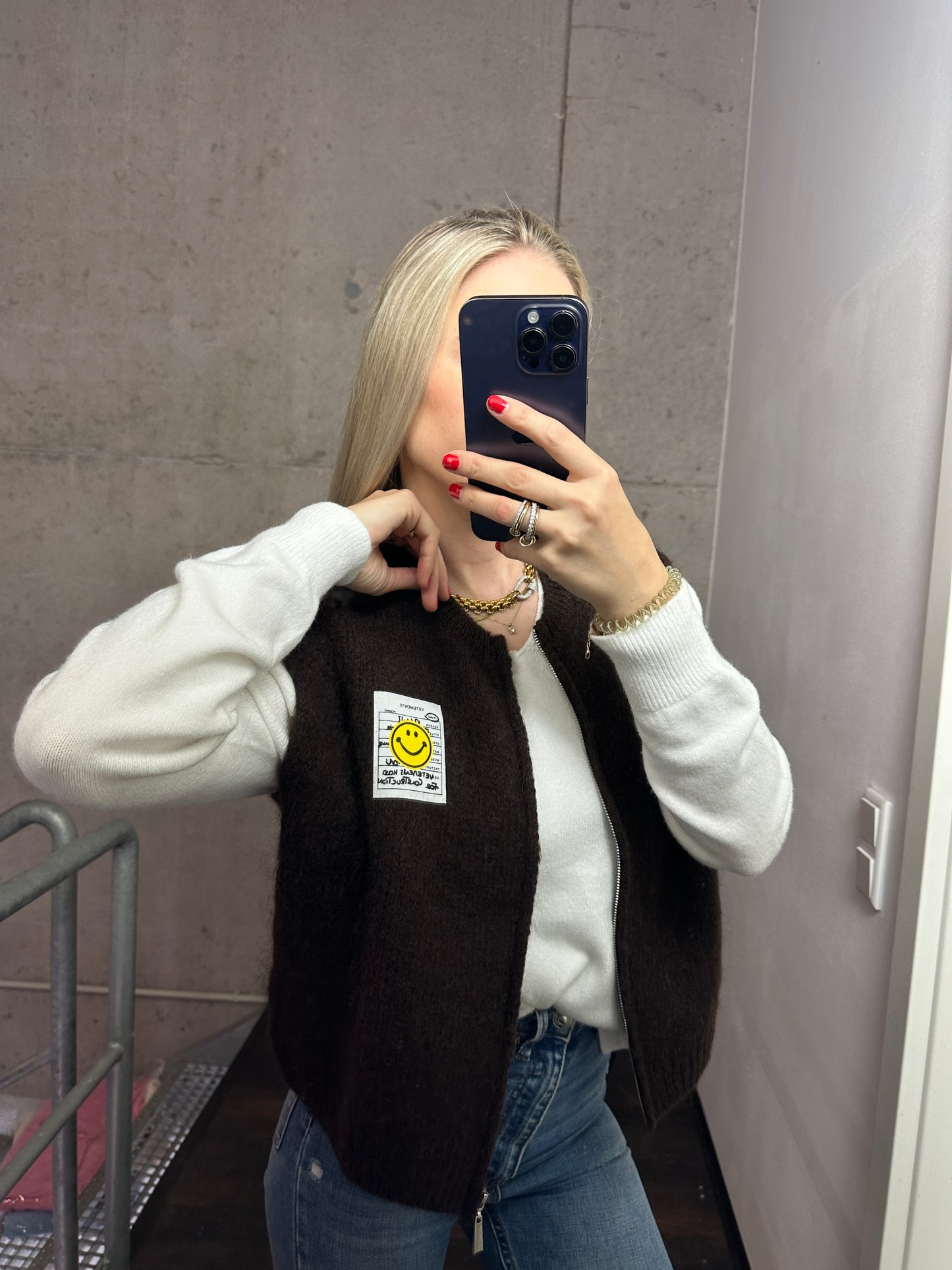 Weste mit Reißverschluss Smiley Braun