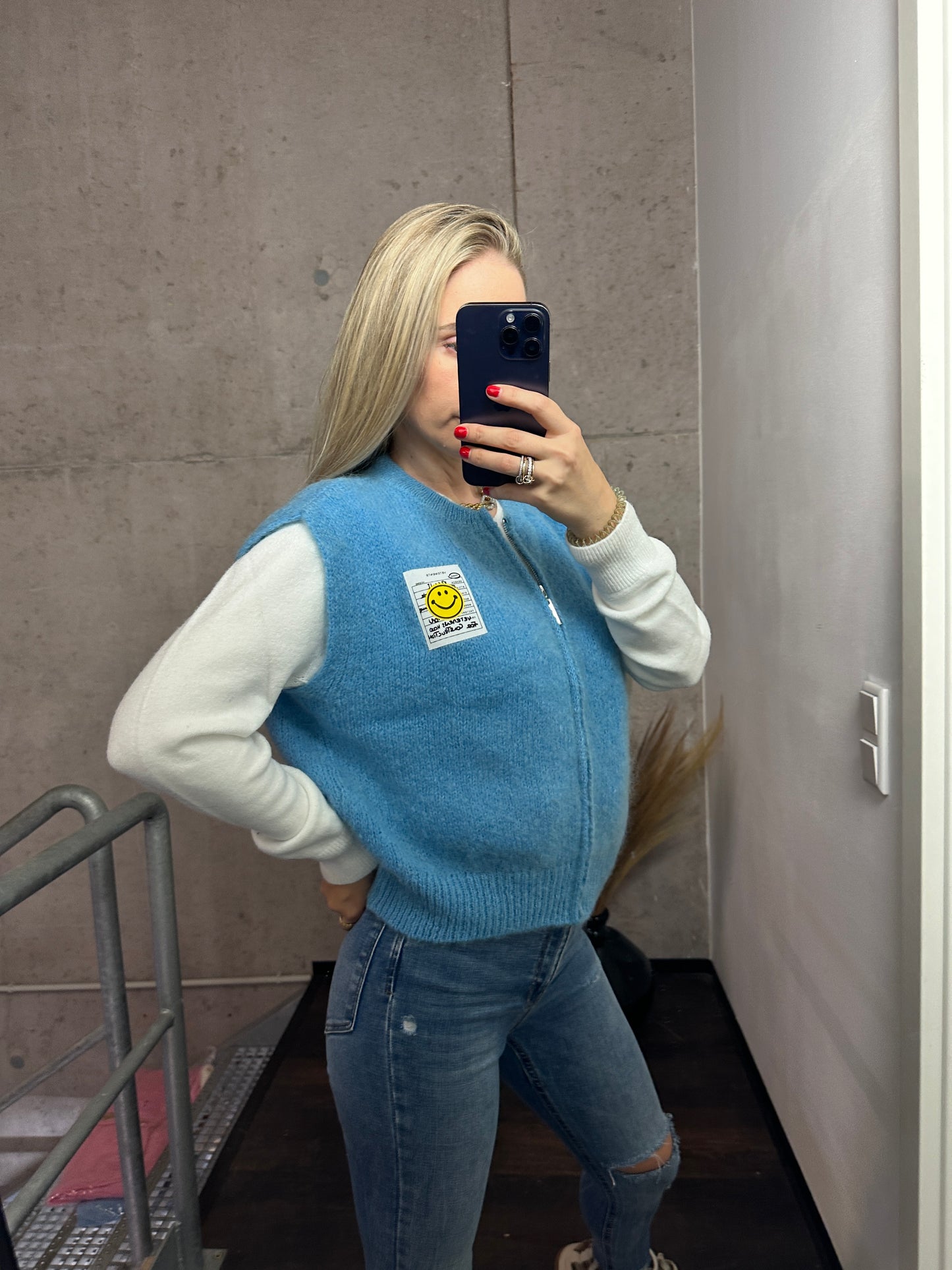 Weste mit Reißverschluss Smiley Hellblau