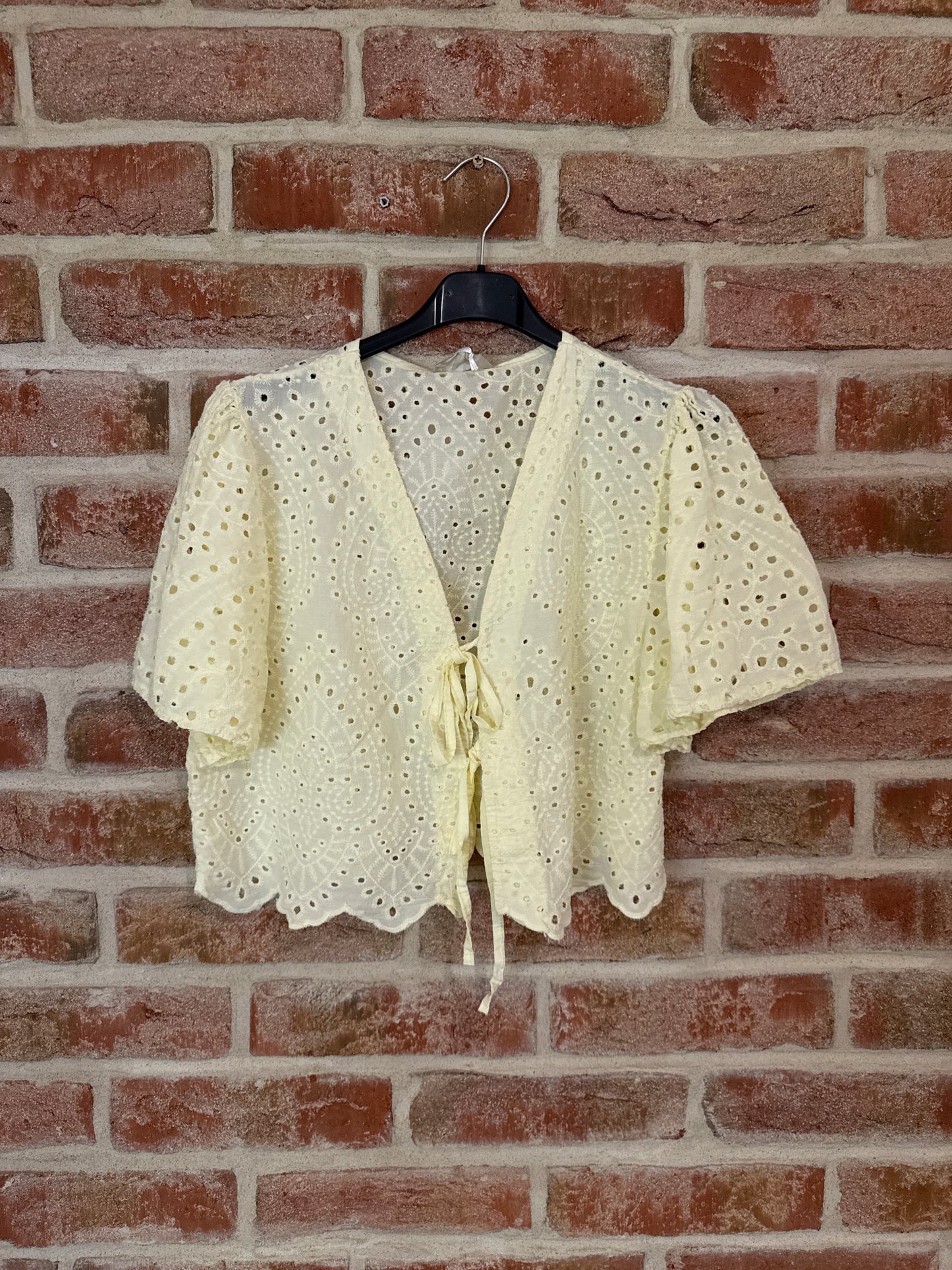 Musselin Bluse Booho Kurzarm Gelb
