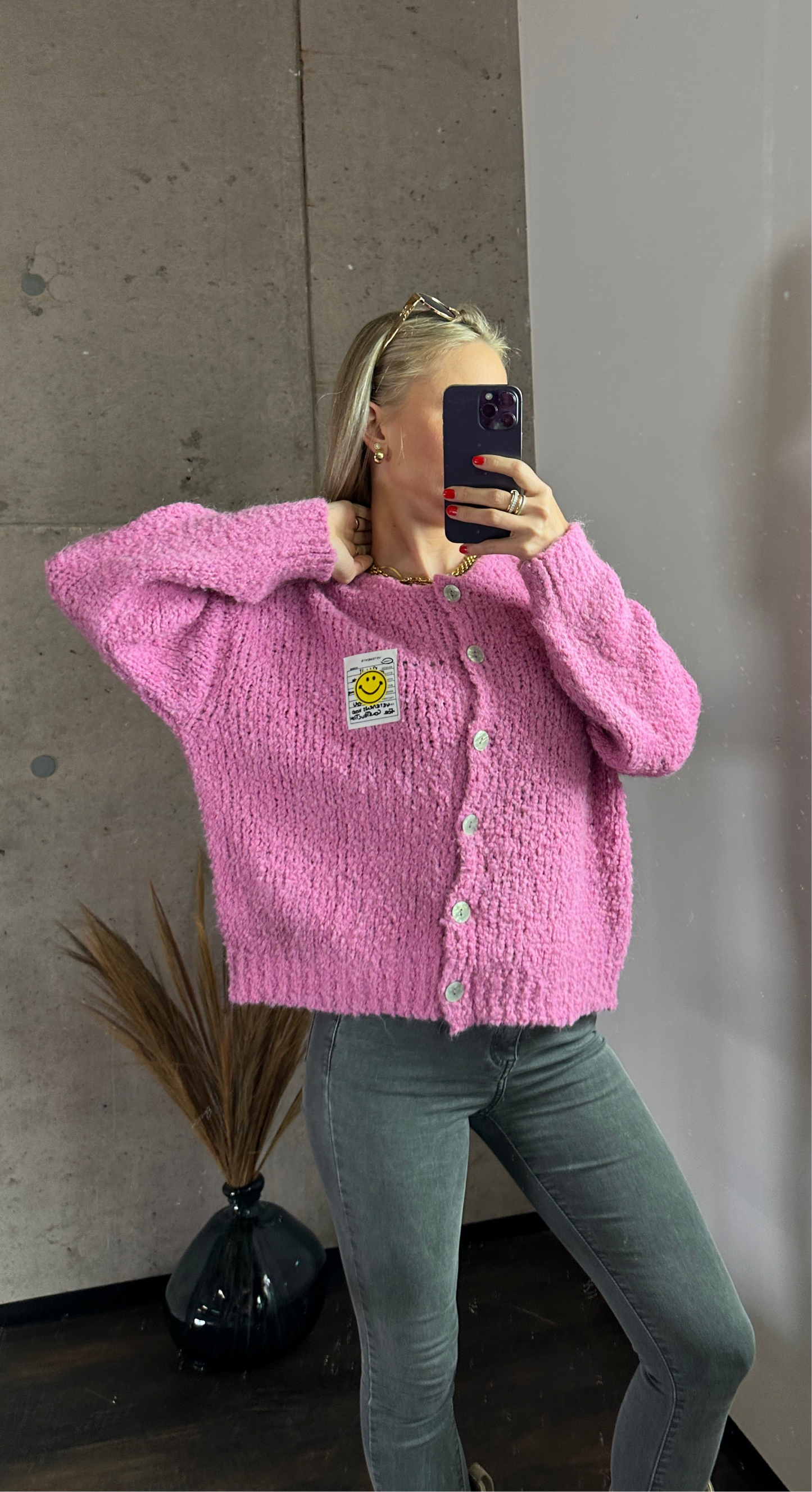 Smiley Cardigan Pink