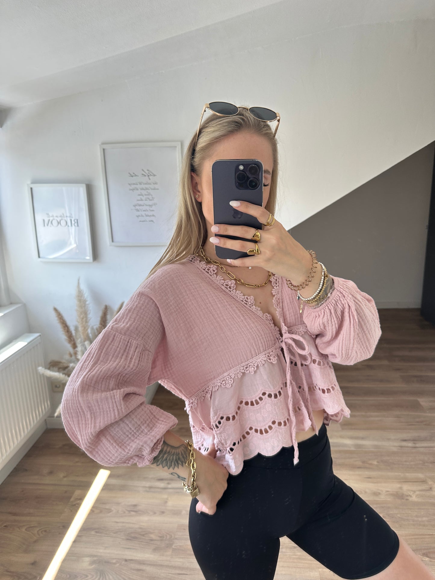 Musselin Bluse Boho Gelb