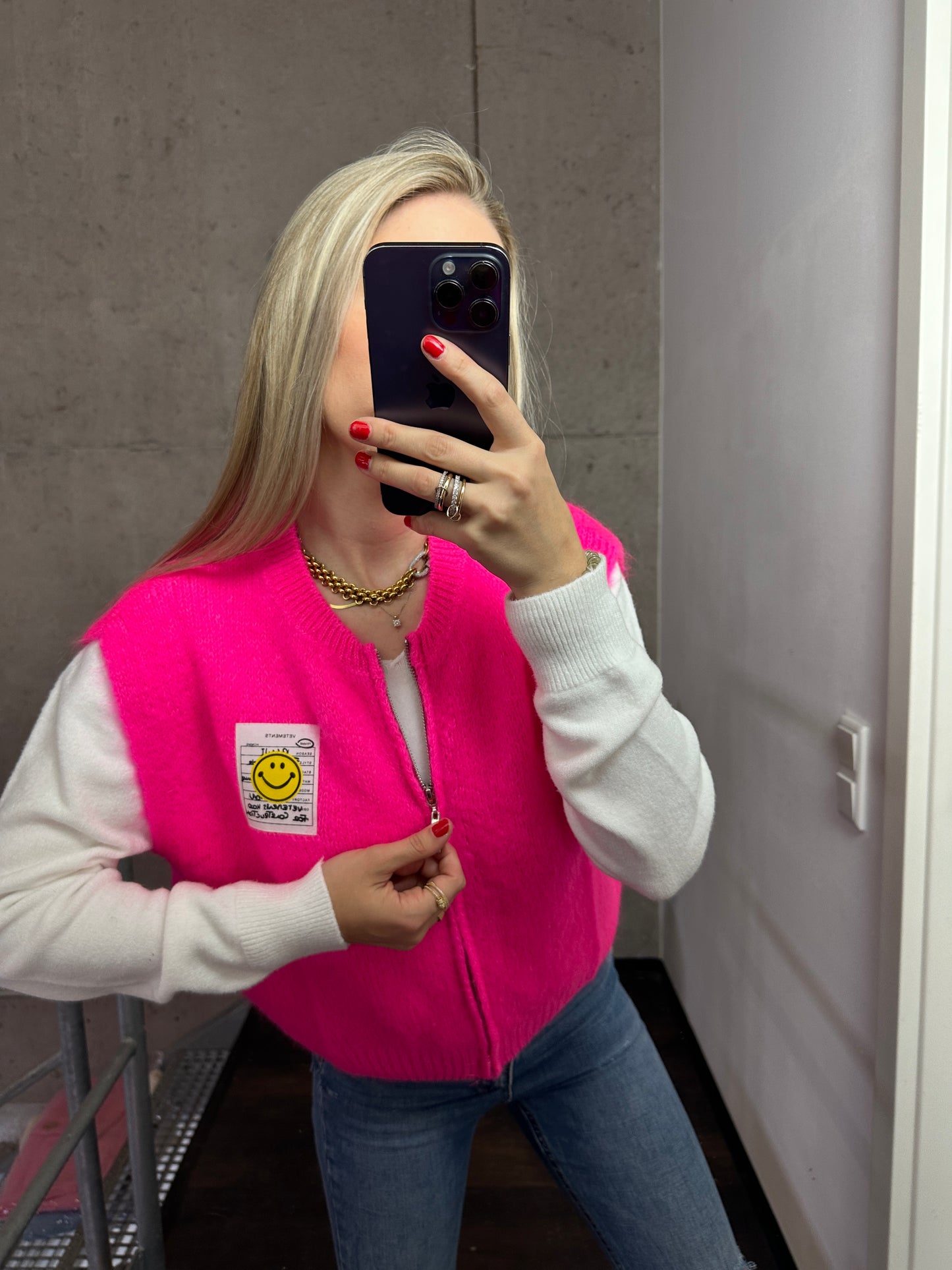 Weste mit Reißverschluss Smiley Pink