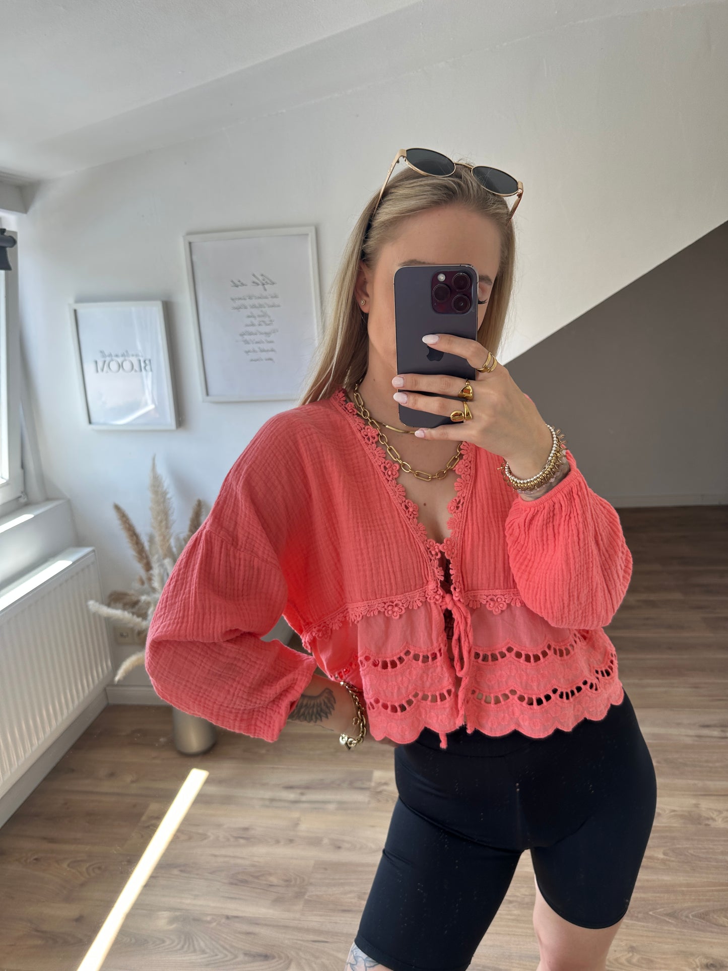 Musselin Bluse Boho Gelb