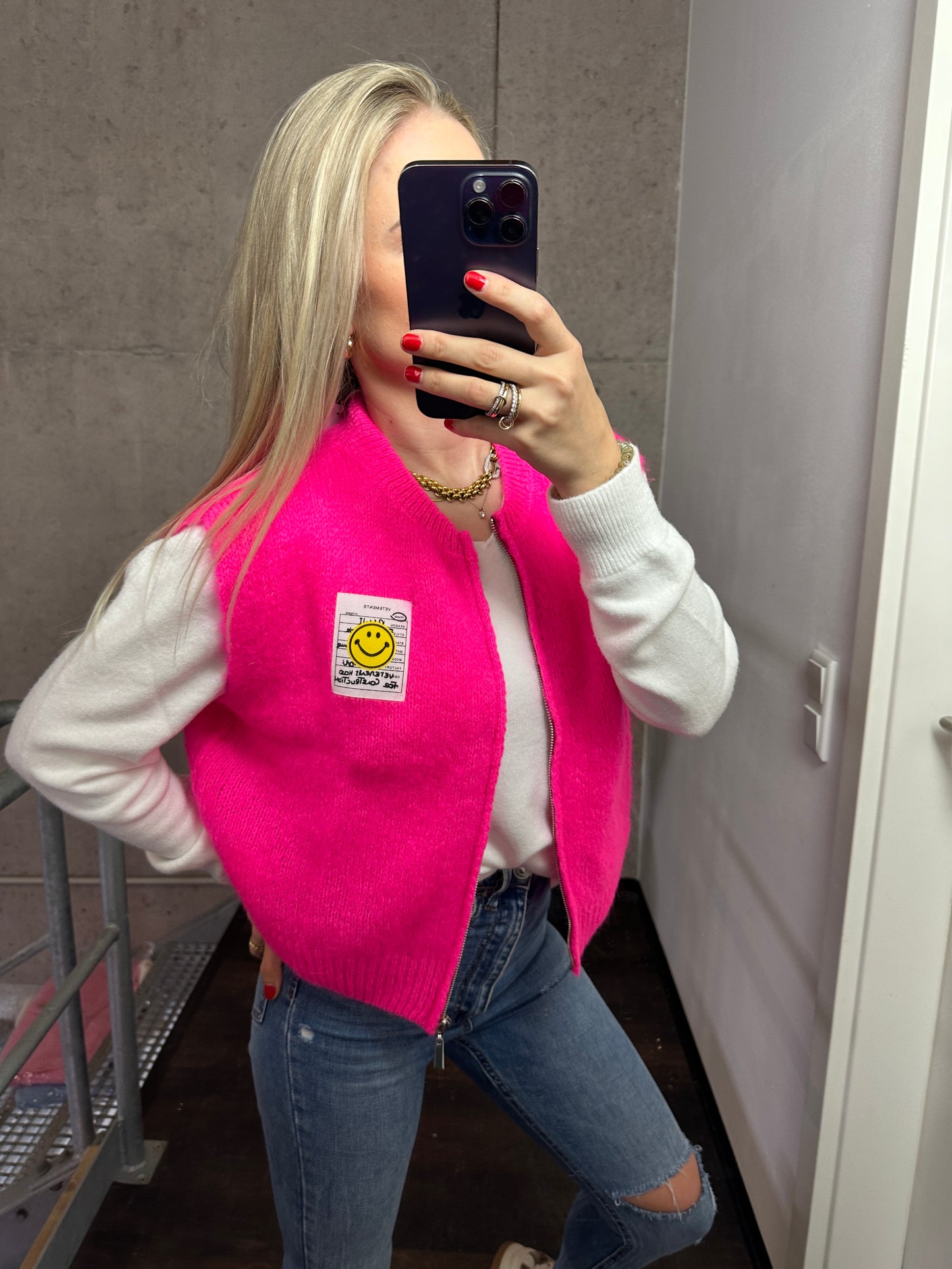 Weste mit Reißverschluss Smiley Pink