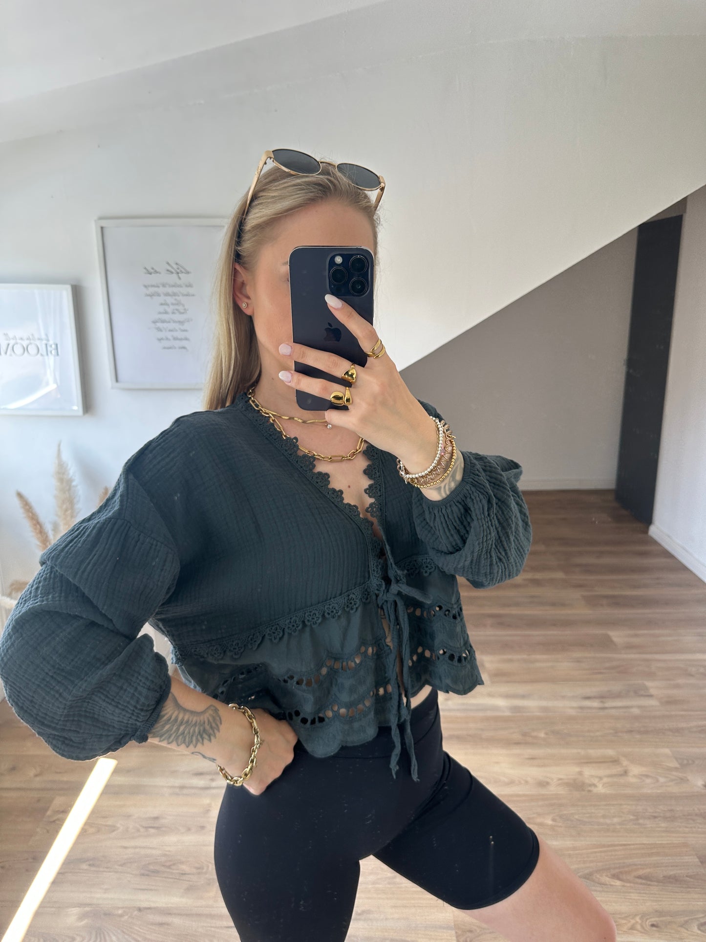 Musselin Bluse Boho Gelb