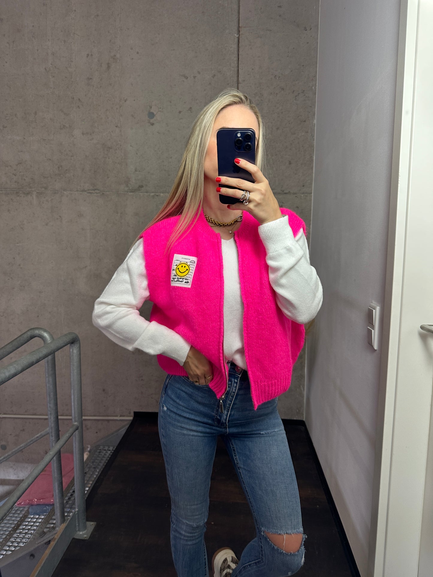 Weste mit Reißverschluss Smiley Pink