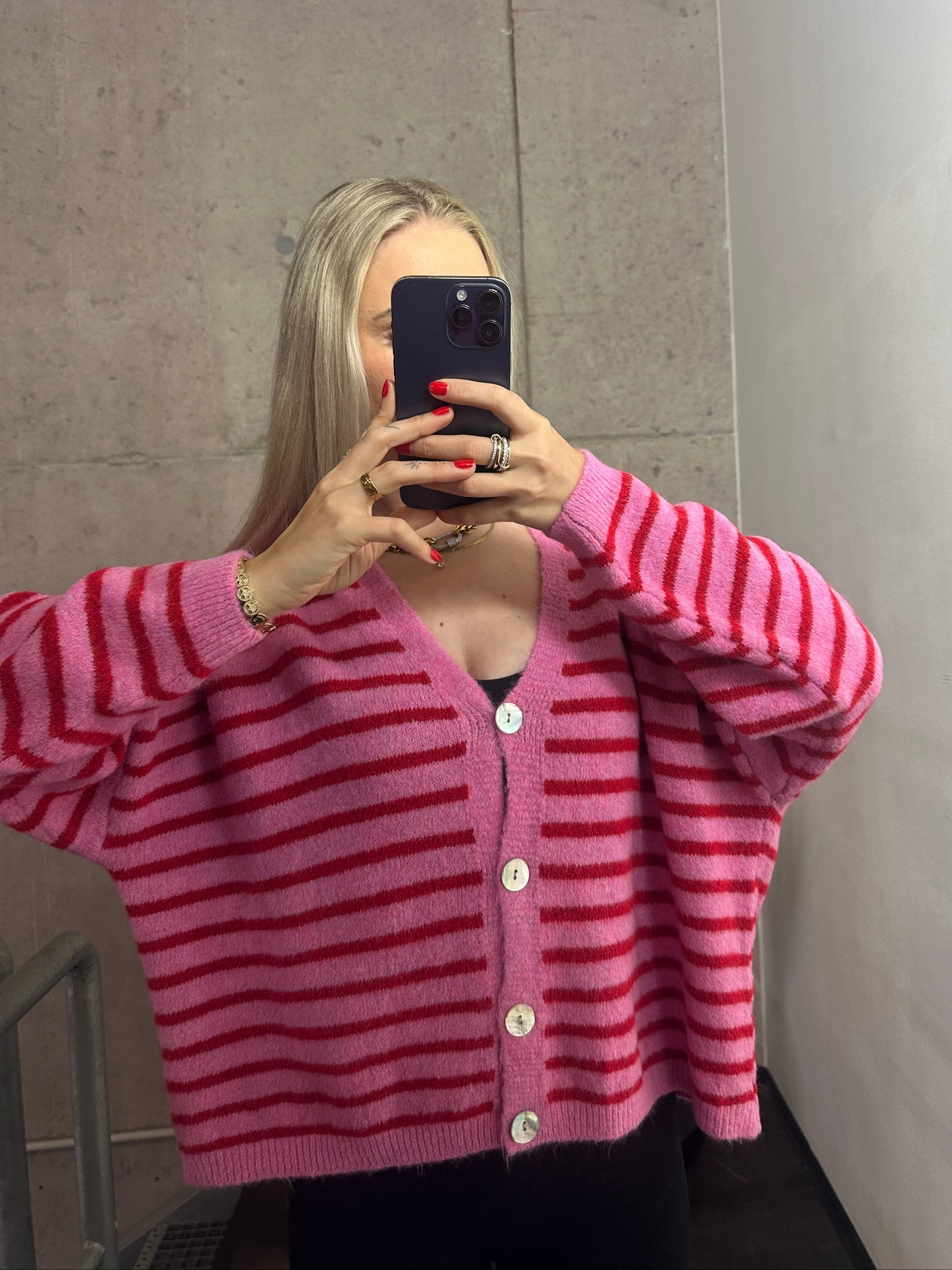 Cardigan Knöpfi Pink/Rot