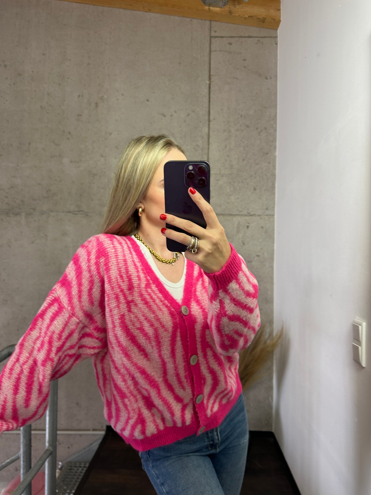 Zebra Cardigan Pink Rosa