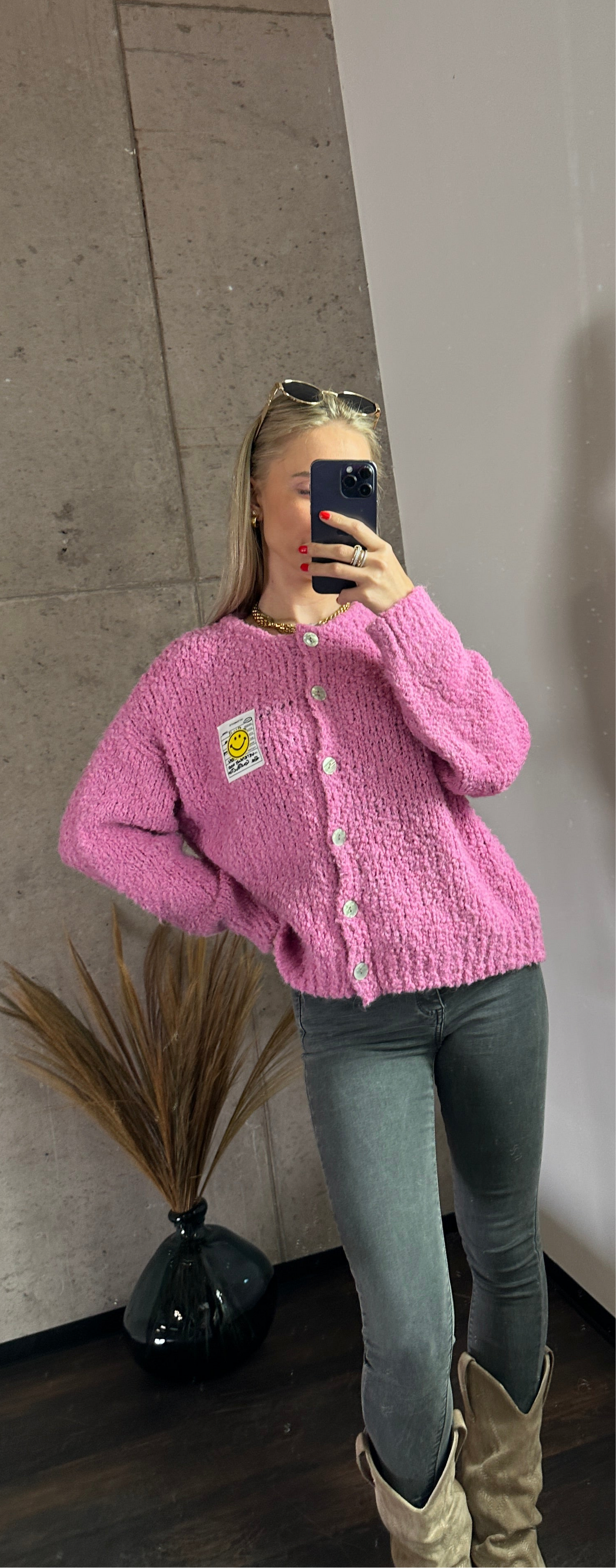 Smiley Cardigan Pink