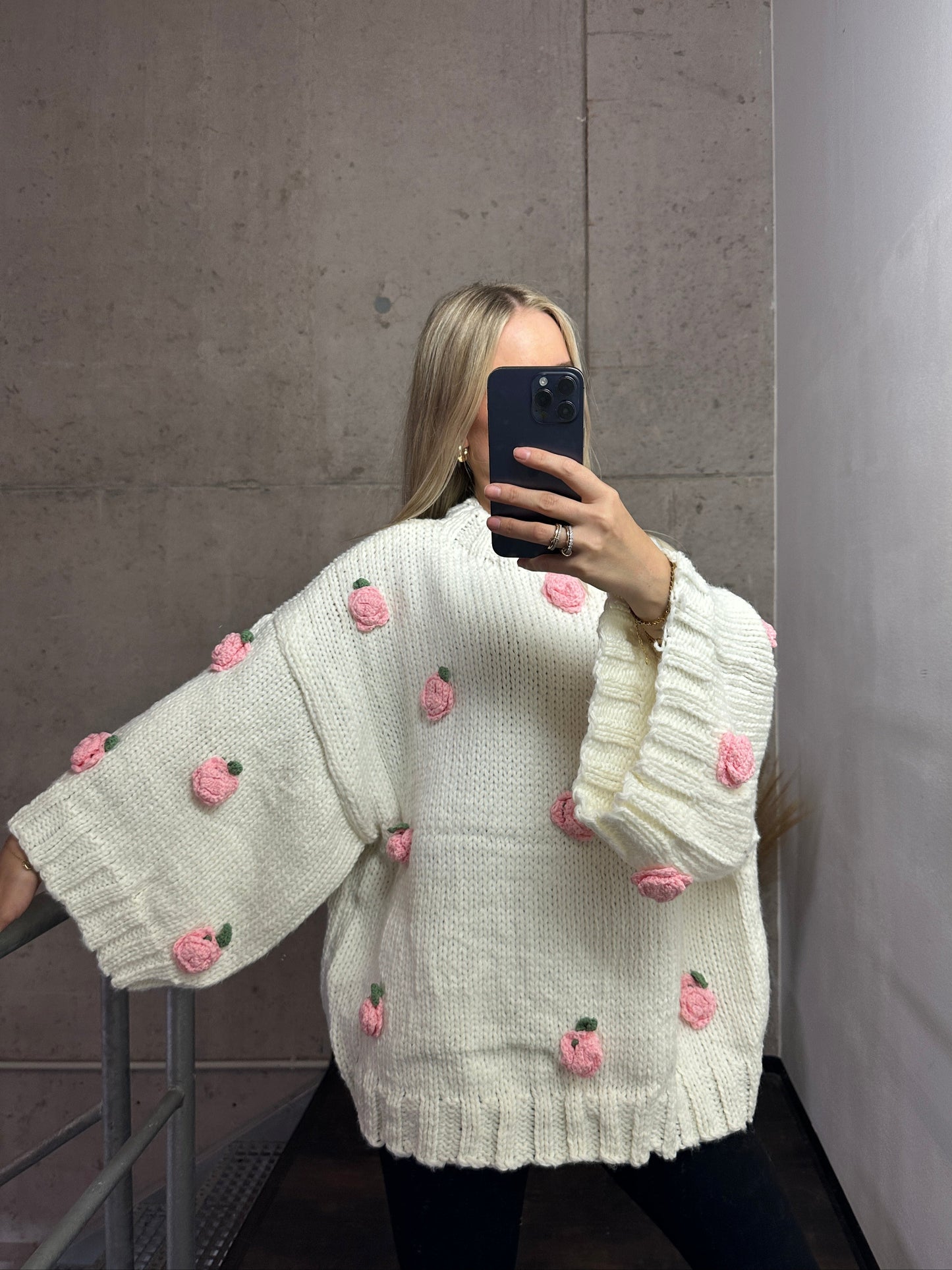 Pullover "Rosie" Weiß Rosa