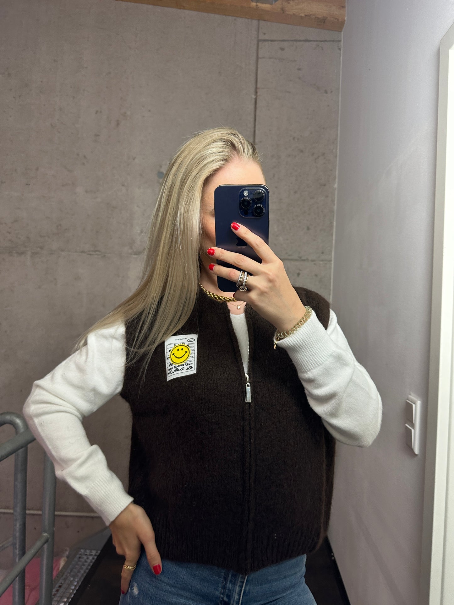 Weste mit Reißverschluss Smiley Braun