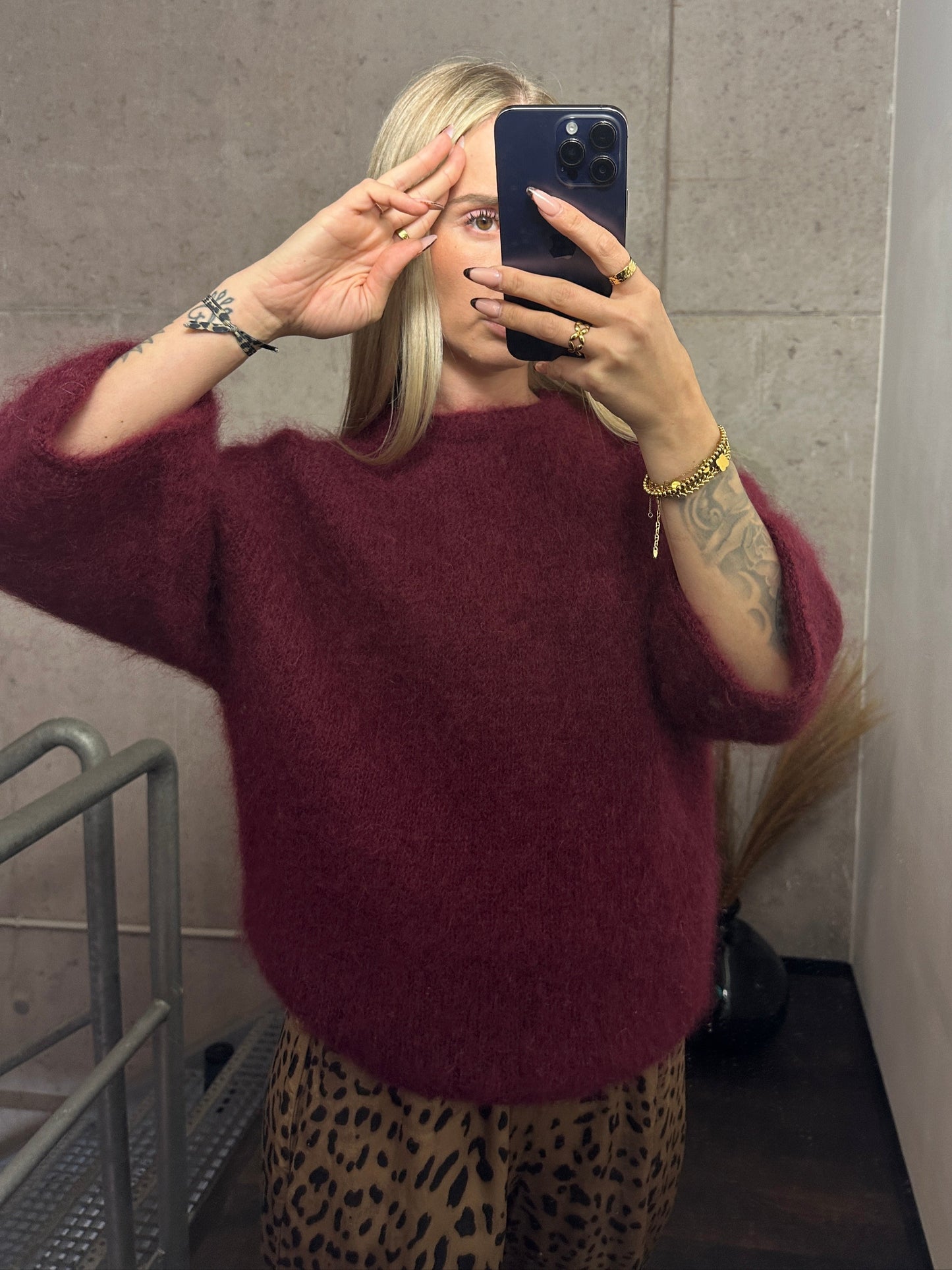 Mohair Pullover Bordeauxrot