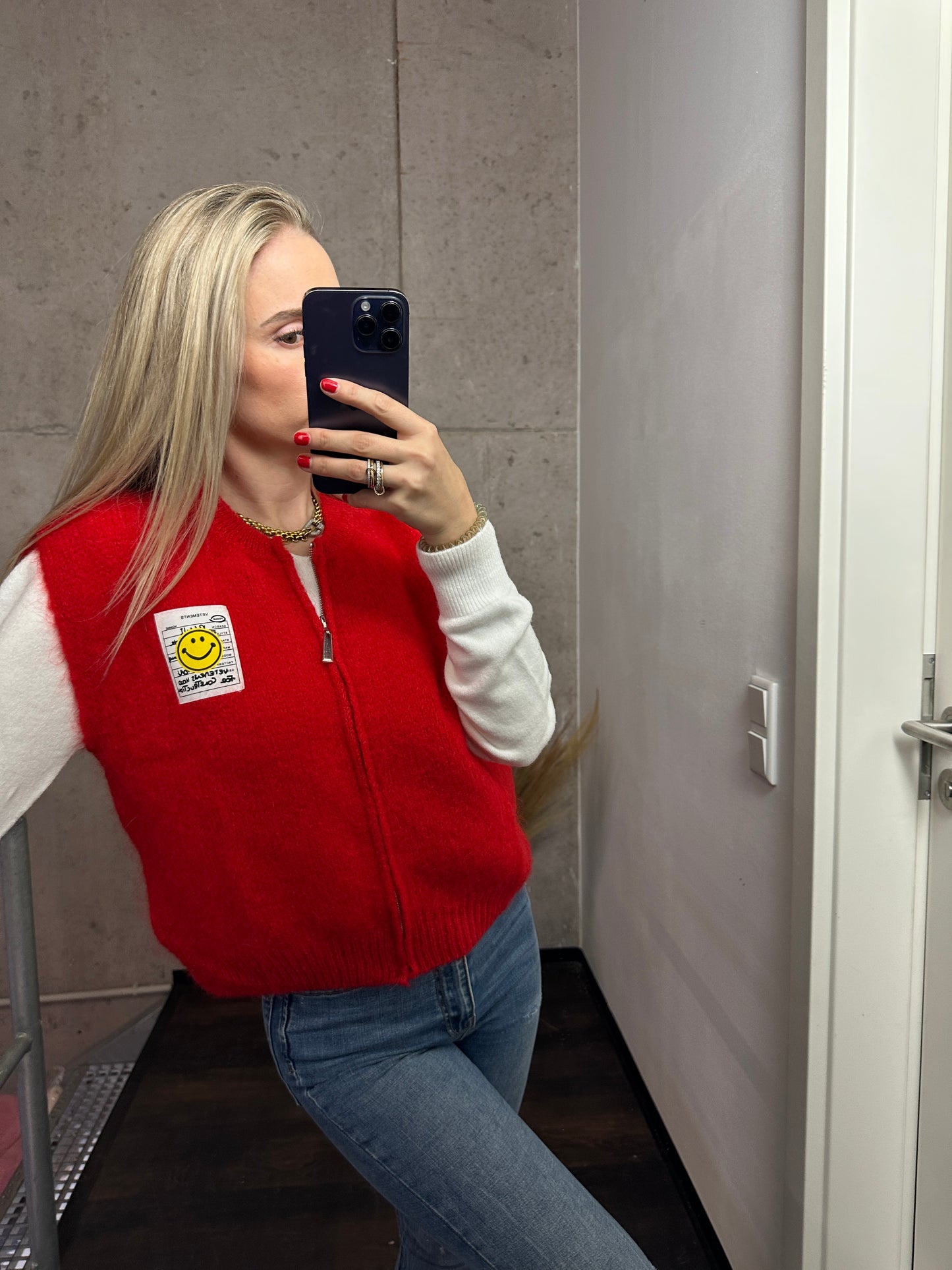 Weste mit Reißverschluss Smiley Rot