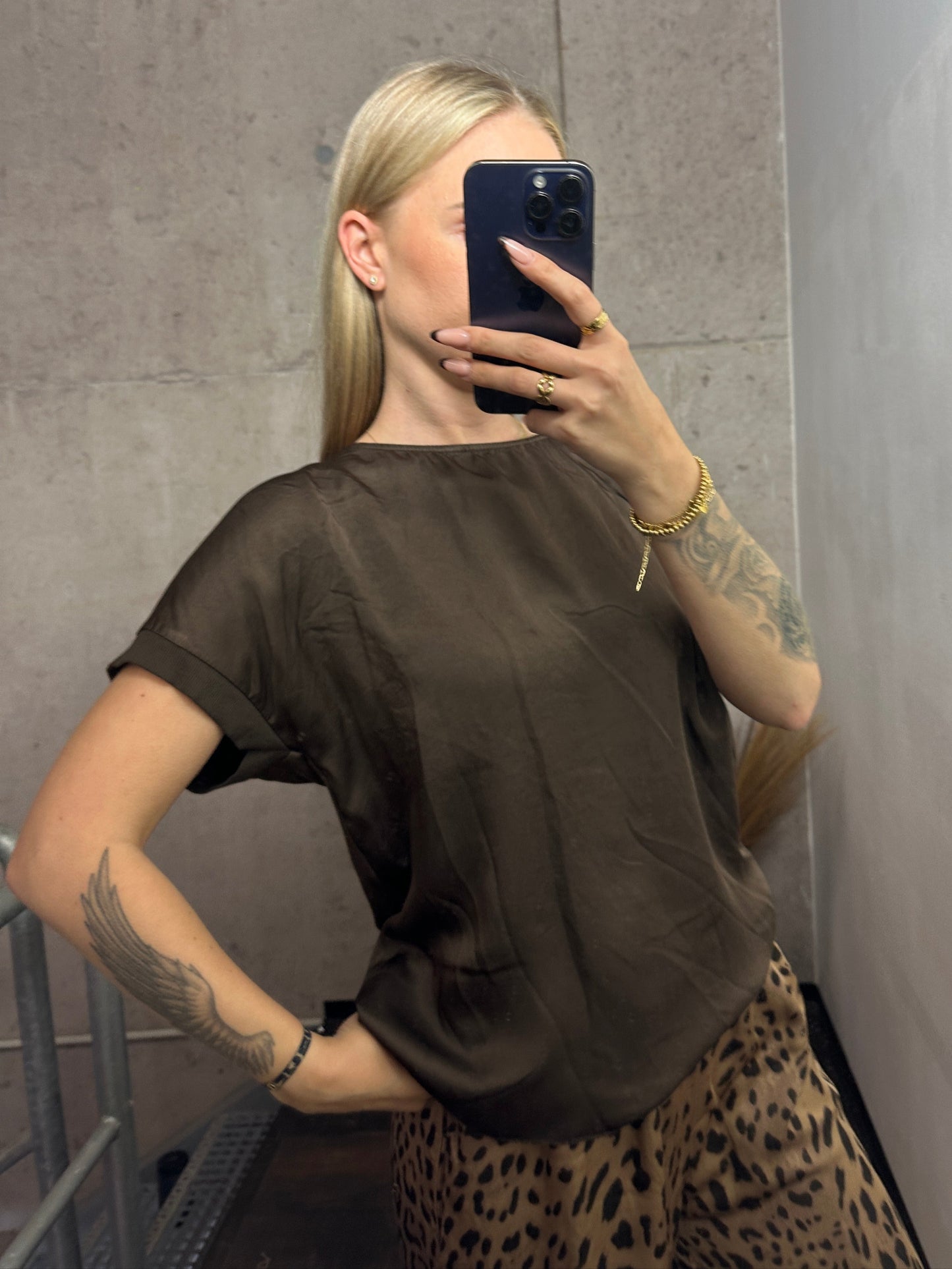 Seiden Shirt Dunkelbraun