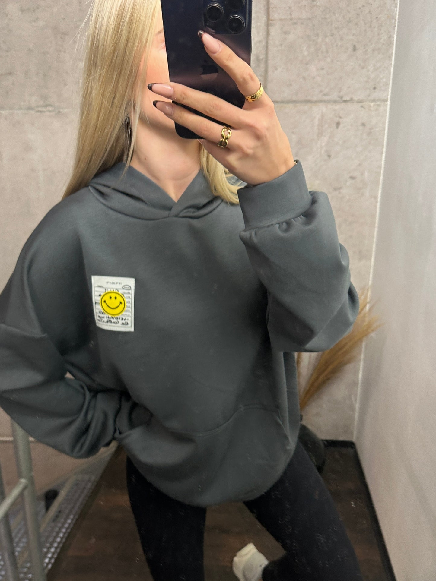 Smiley Hoodie Anthrazit