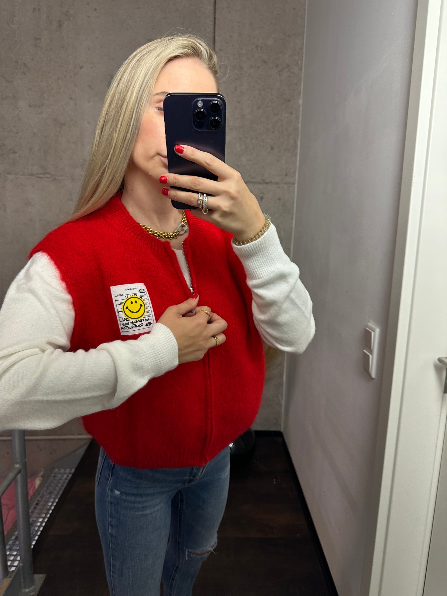 Weste mit Reißverschluss Smiley Rot