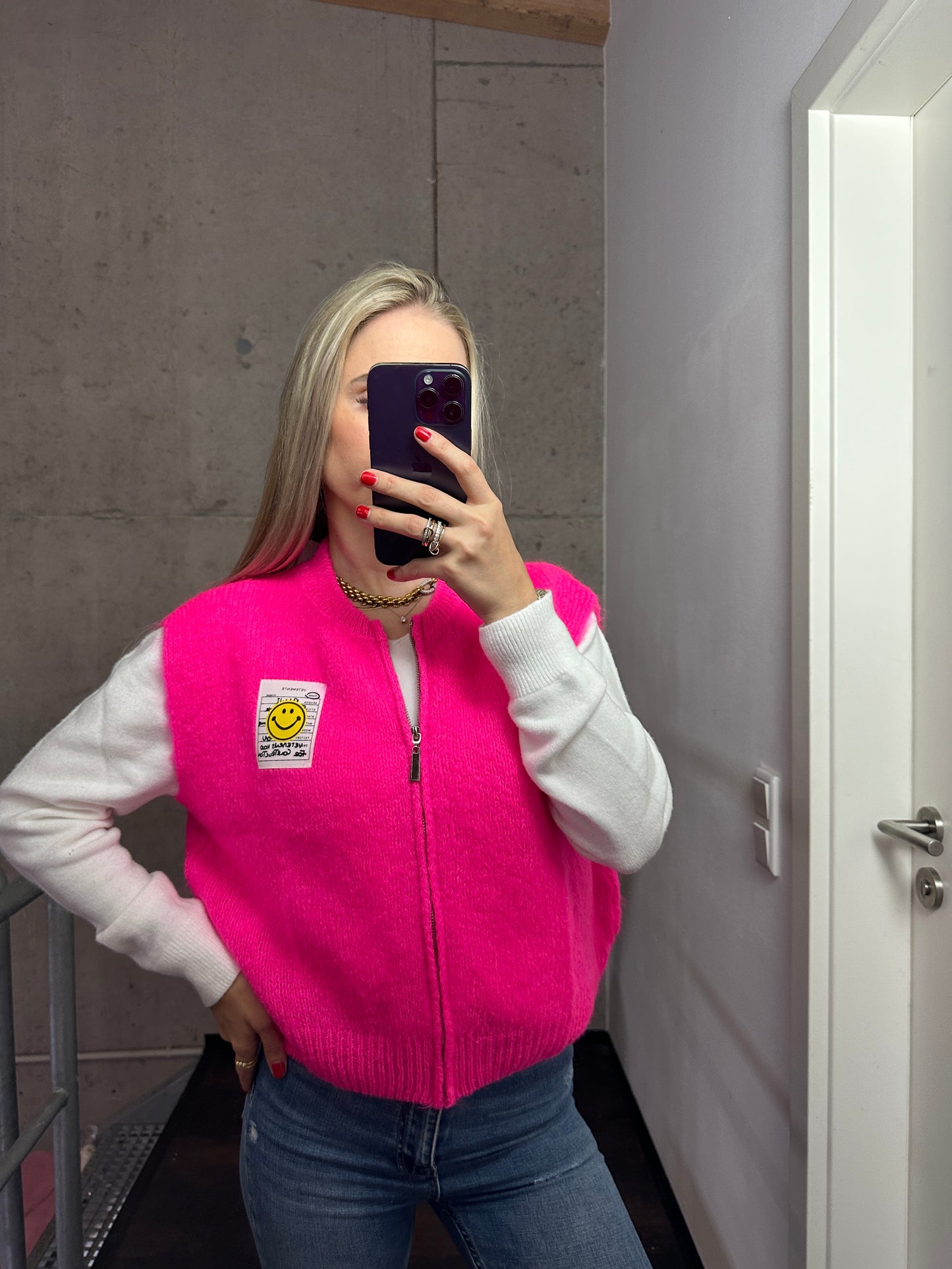 Weste mit Reißverschluss Smiley Pink