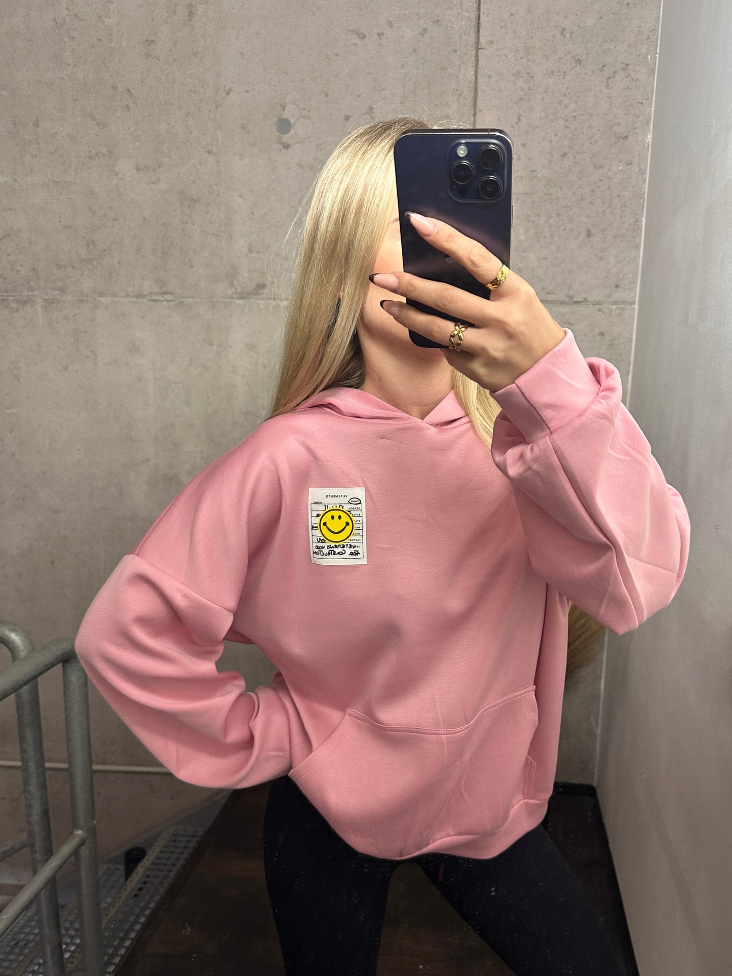 Smiley Hoodie Rosa