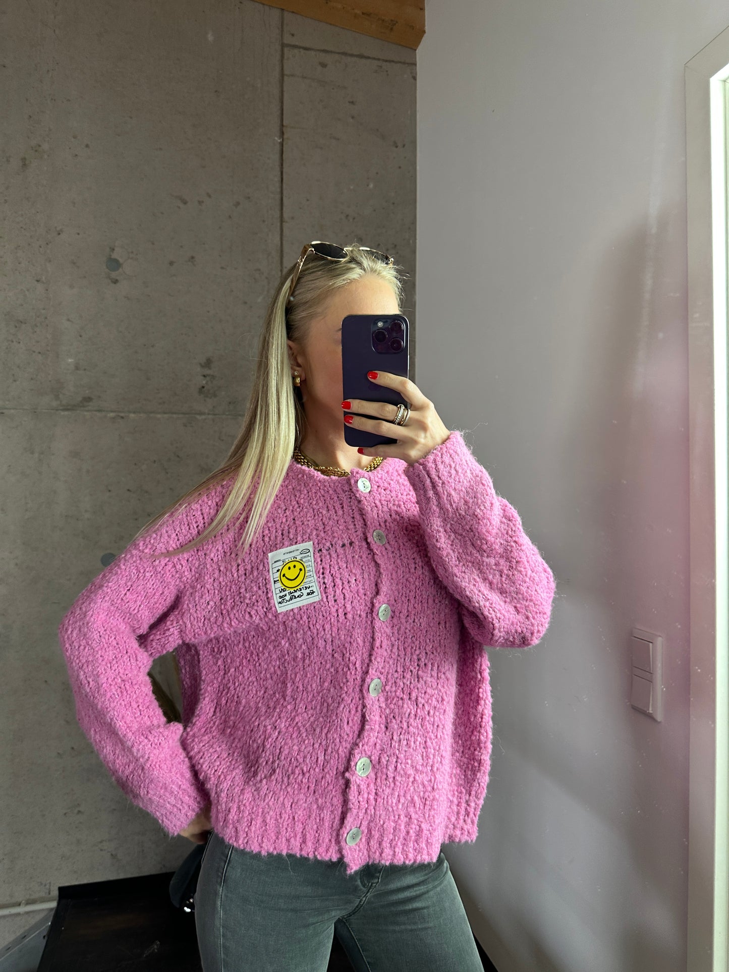Smiley Cardigan Pink