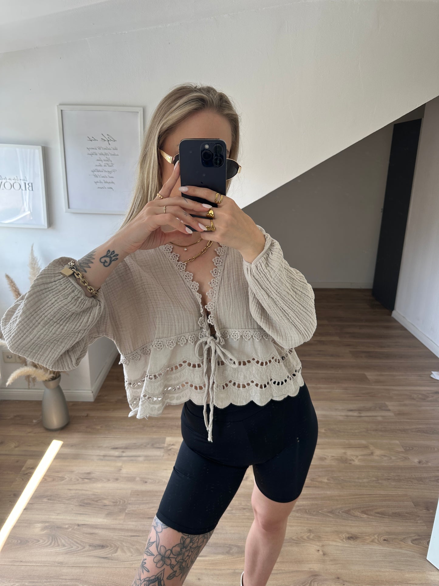 Musselin Bluse Boho Gelb