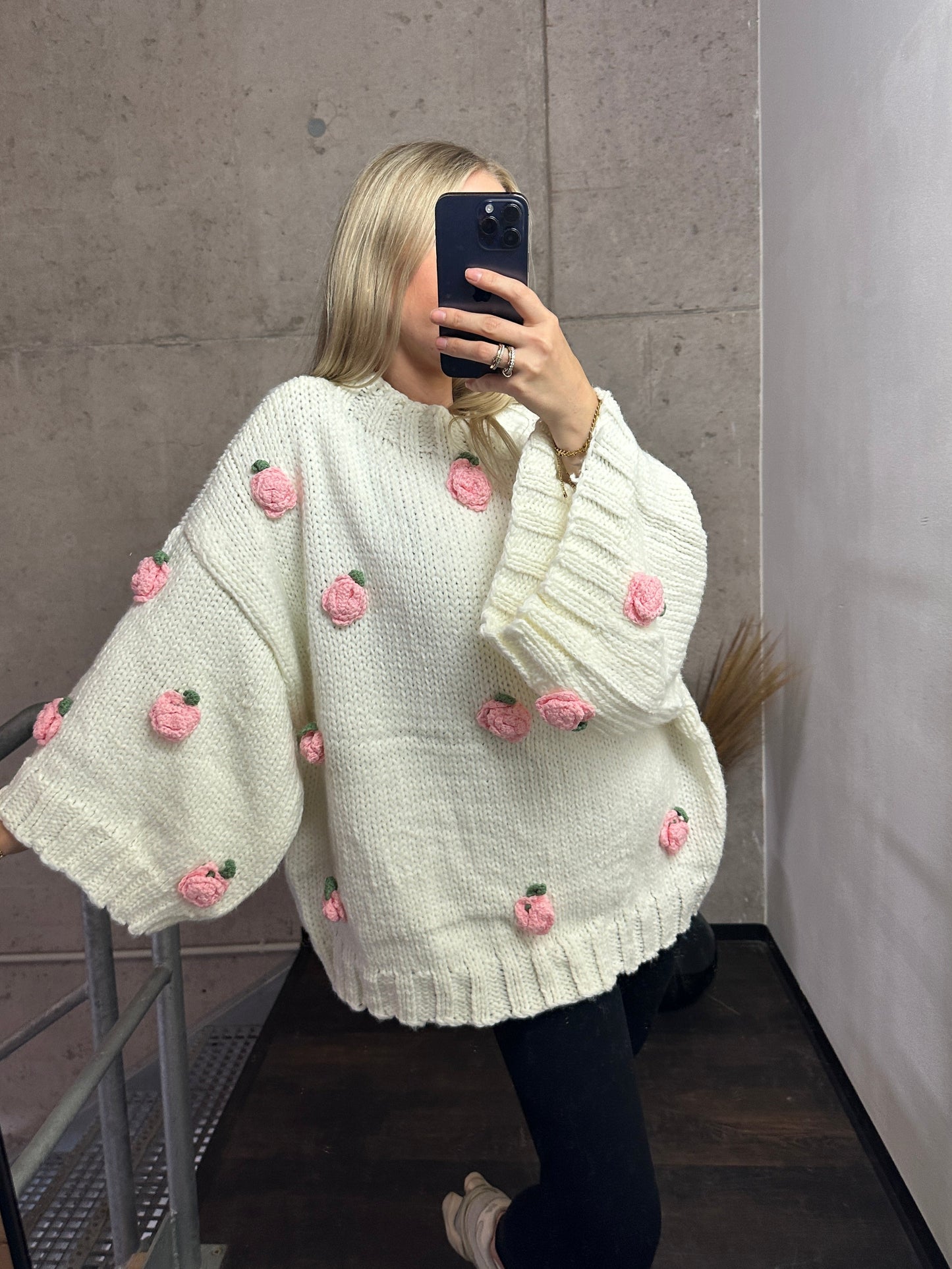 Pullover "Rosie" Weiß Rosa