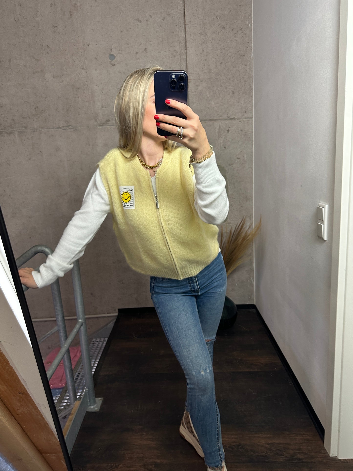 Weste mit Reißverschluss Smiley Gelb