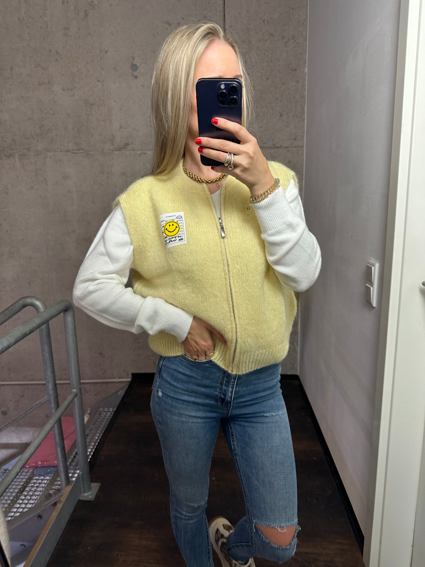 Weste mit Reißverschluss Smiley Gelb
