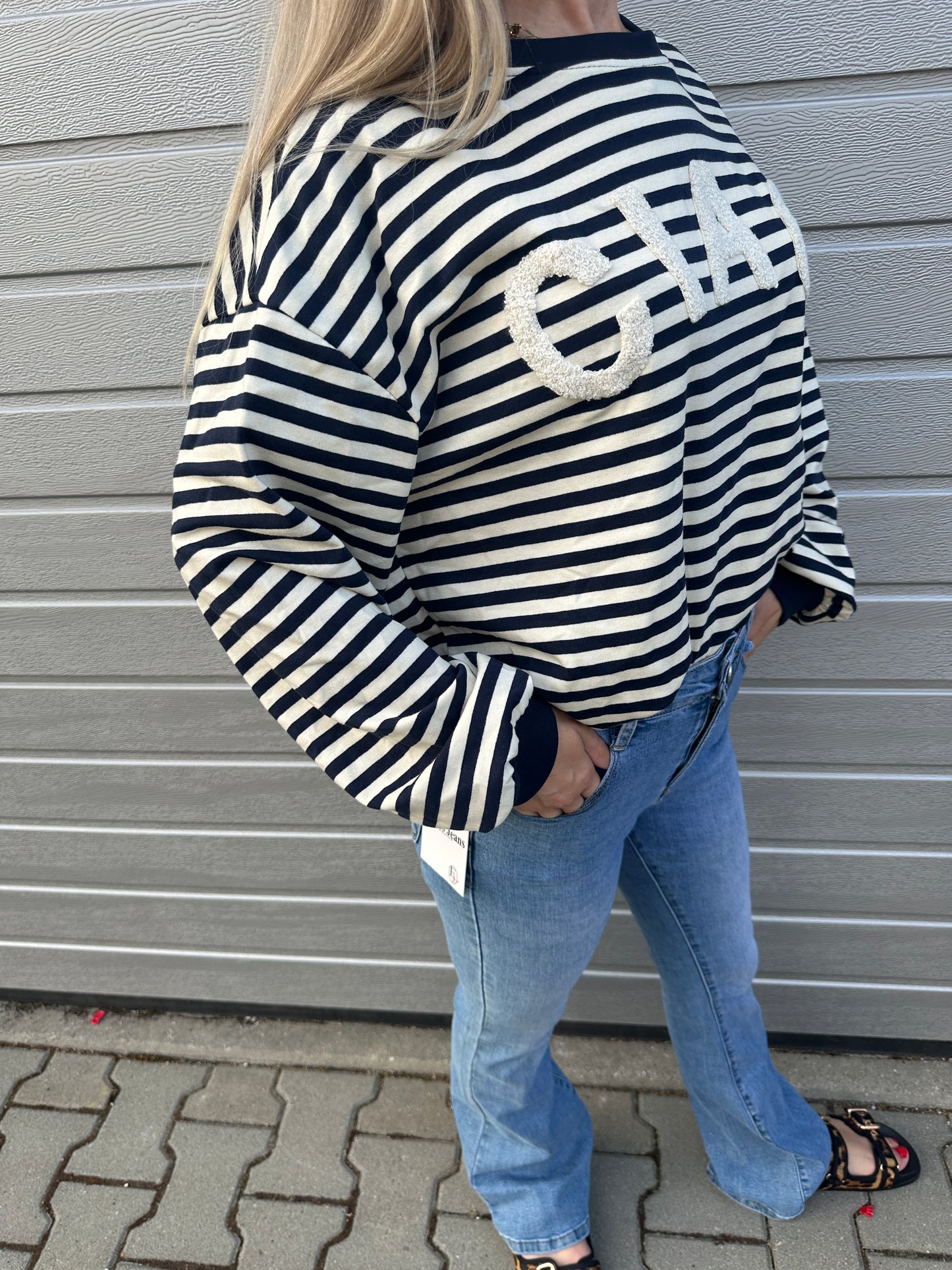 Langarm Ciao Dunkelblau Beige