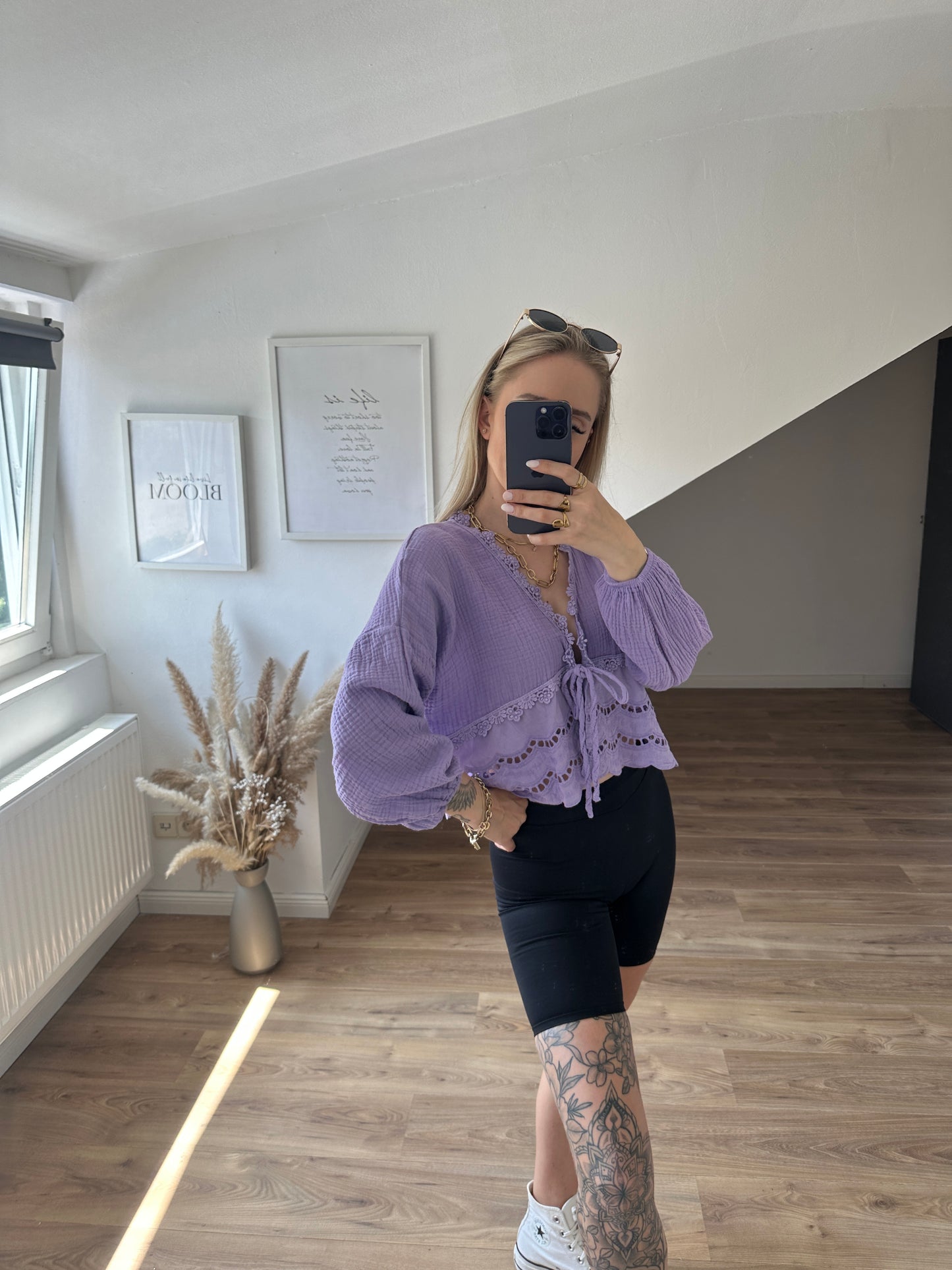 Musselin Bluse Boho Gelb