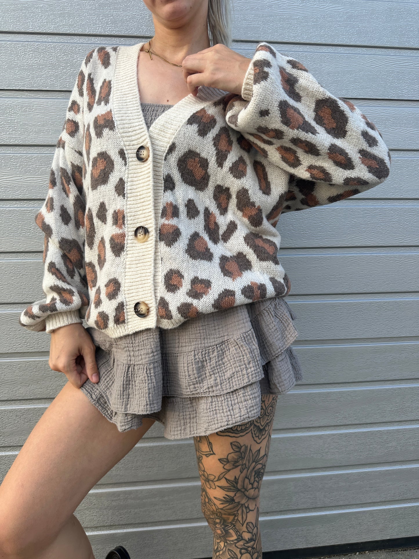 Cardigan Leo Fieber Hellbraun Braun