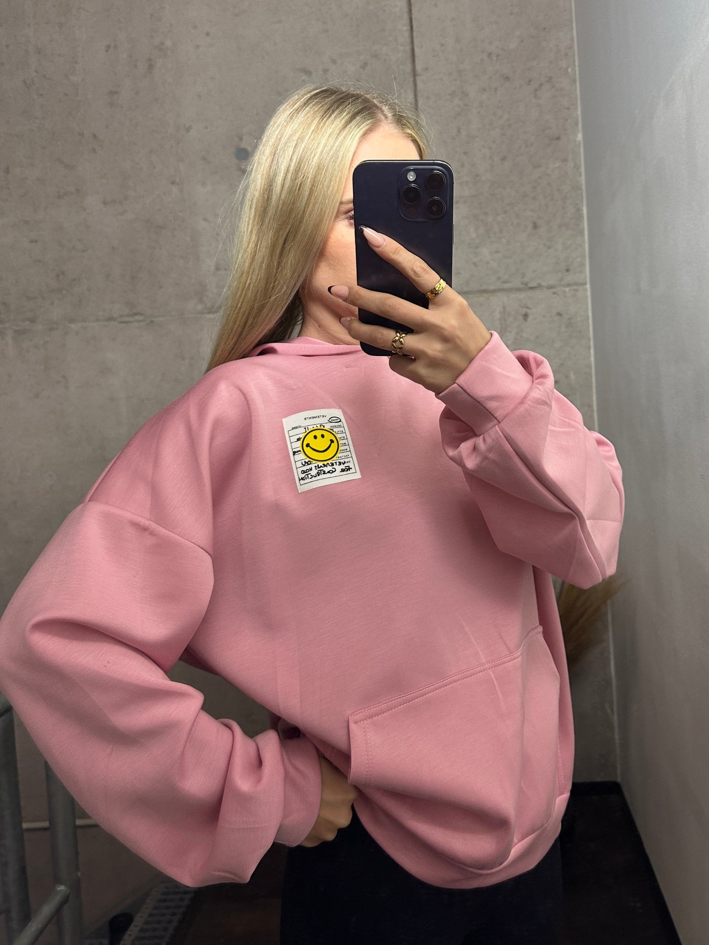 Smiley Hoodie Rosa