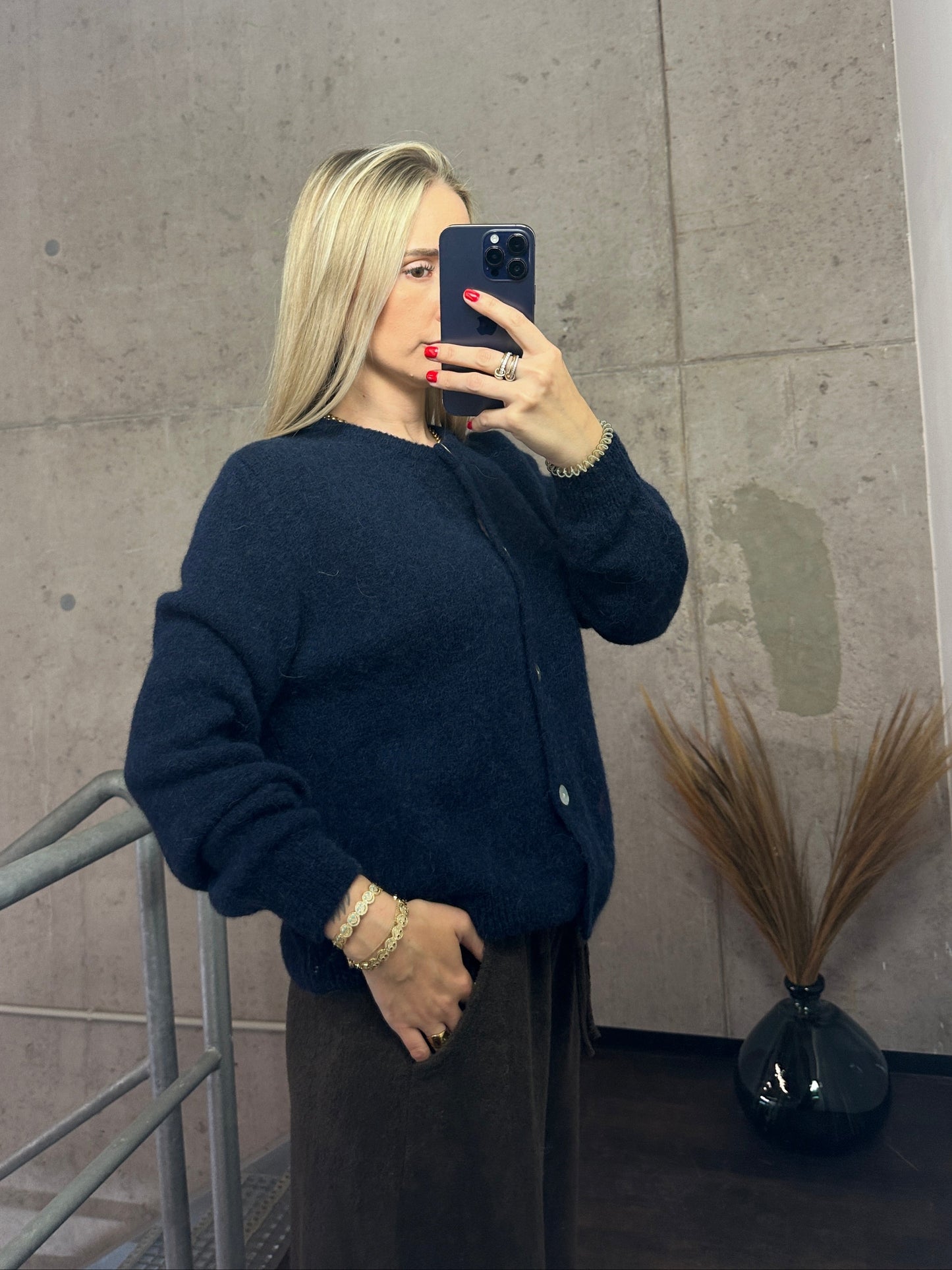 Alpaka Cardigan Dunkelblau