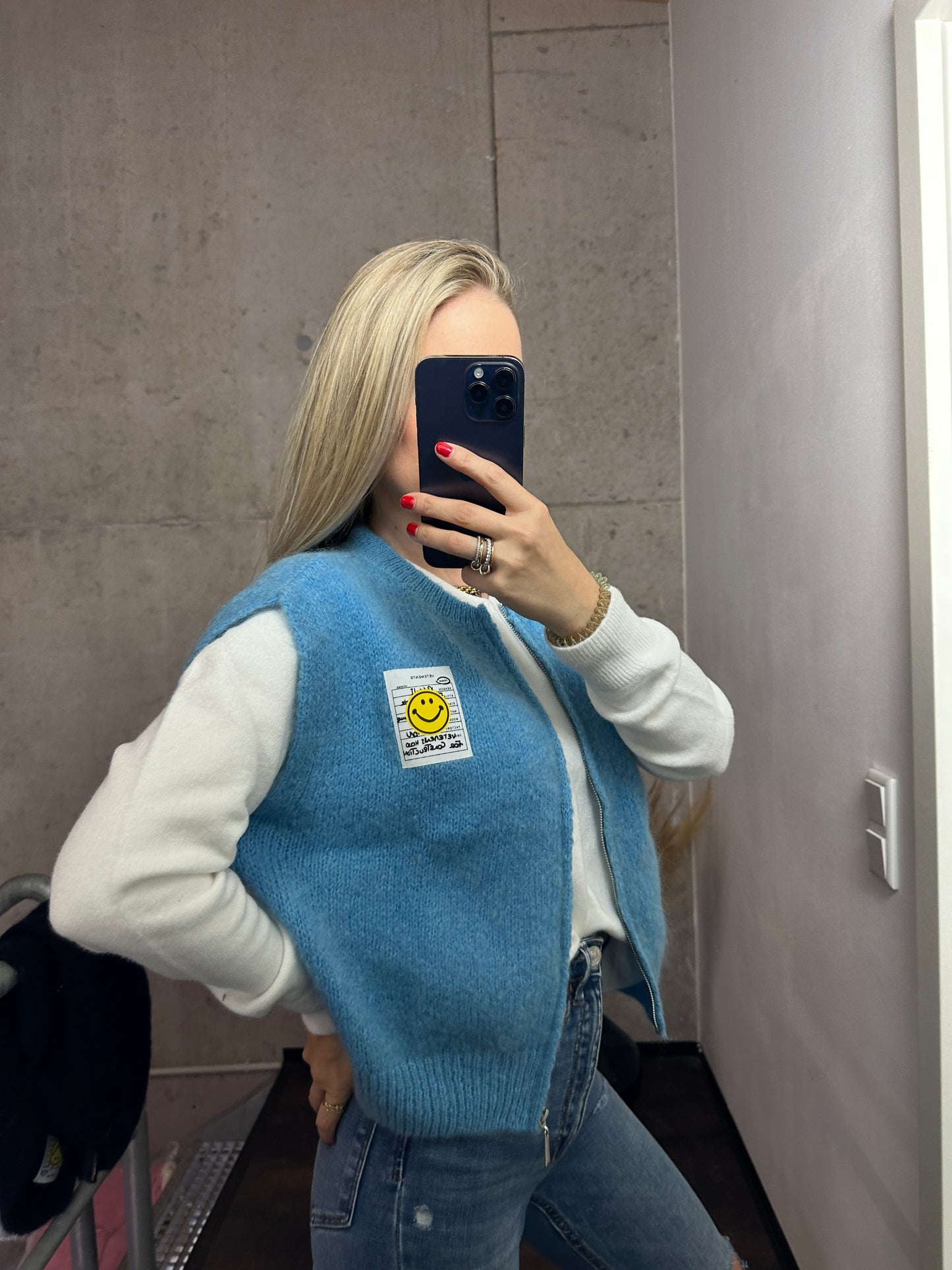 Weste mit Reißverschluss Smiley Hellblau