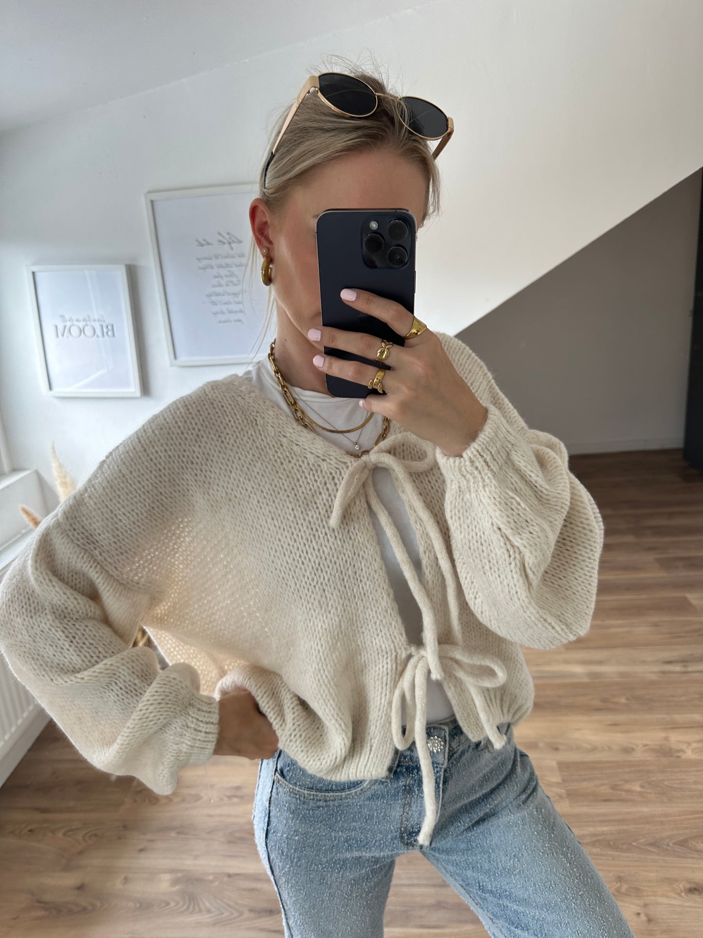 Knoten Cardigan "Leni" Beige