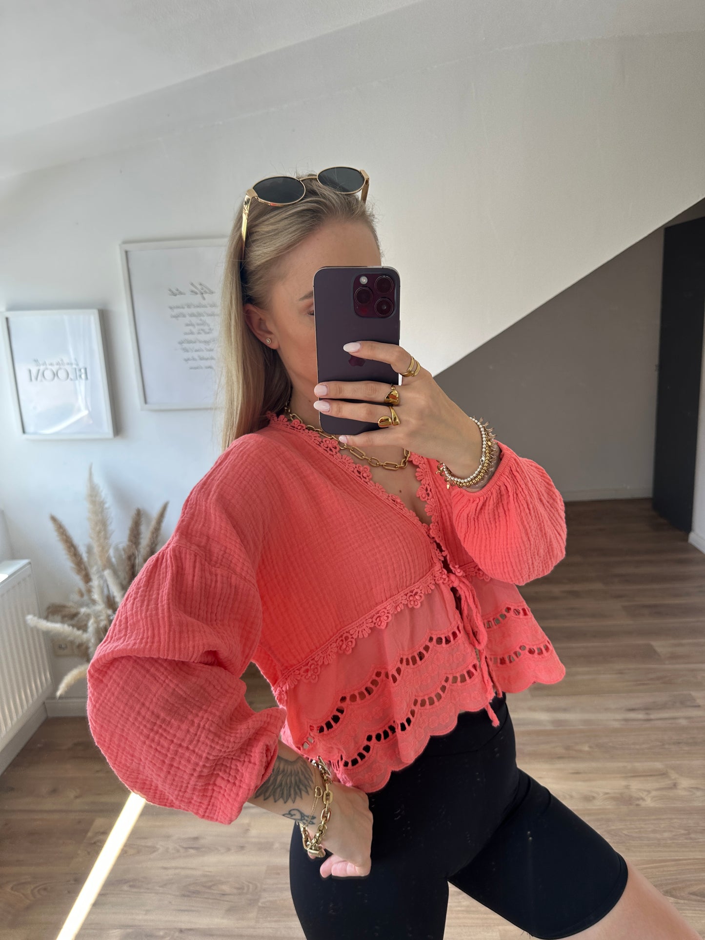 Musselin Bluse Boho Gelb