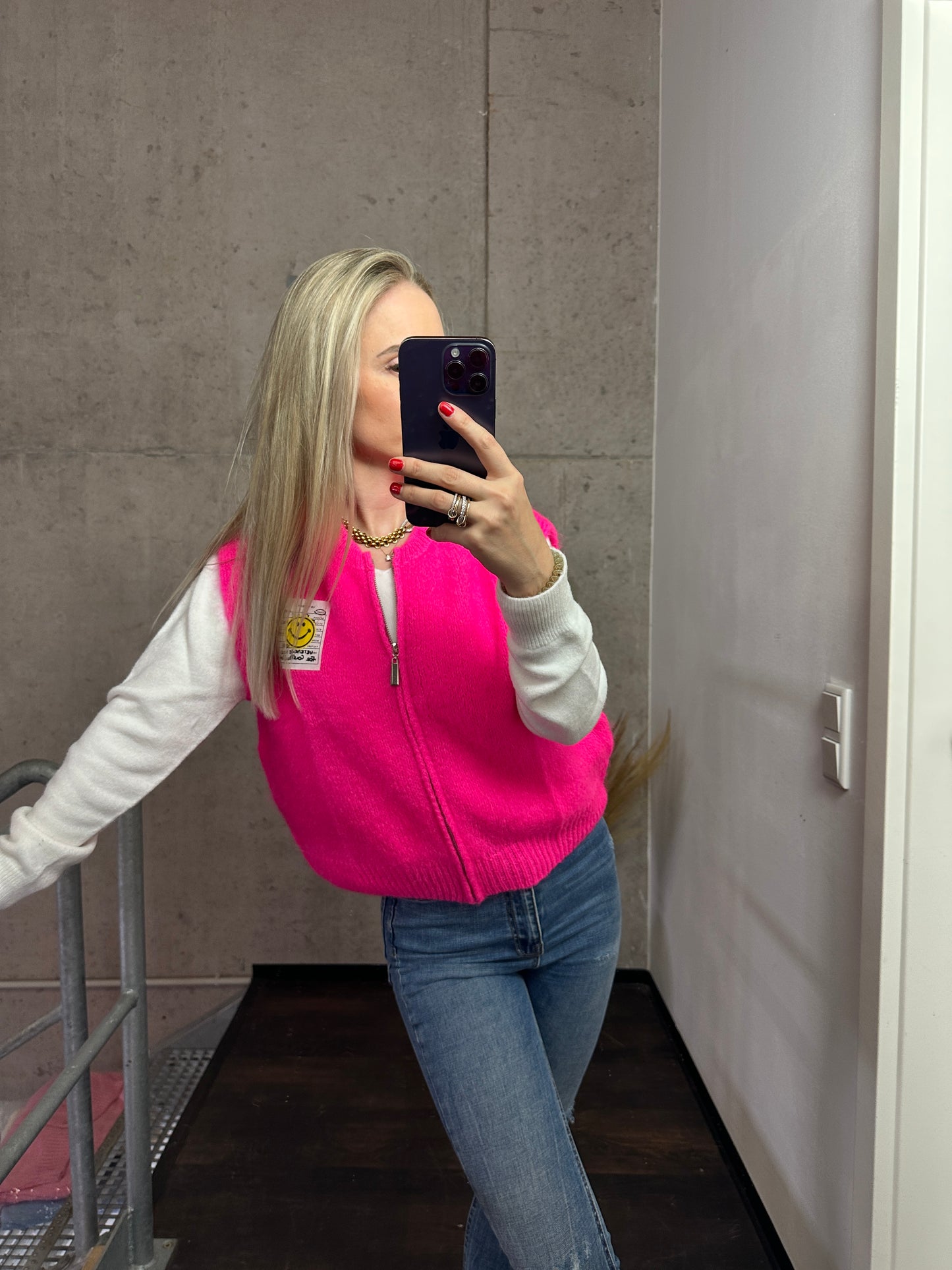 Weste mit Reißverschluss Smiley Pink