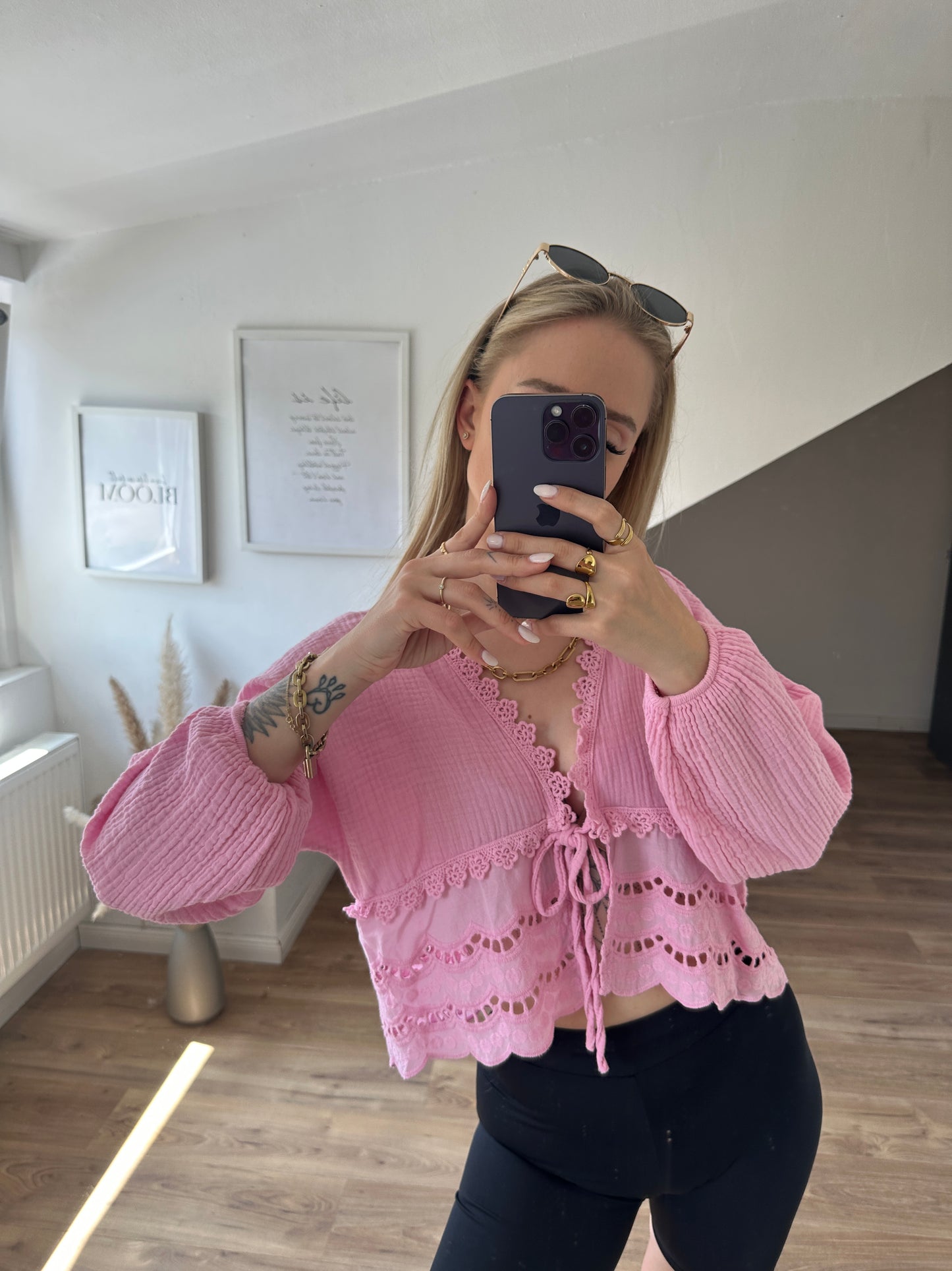 Musselin Bluse Boho Gelb