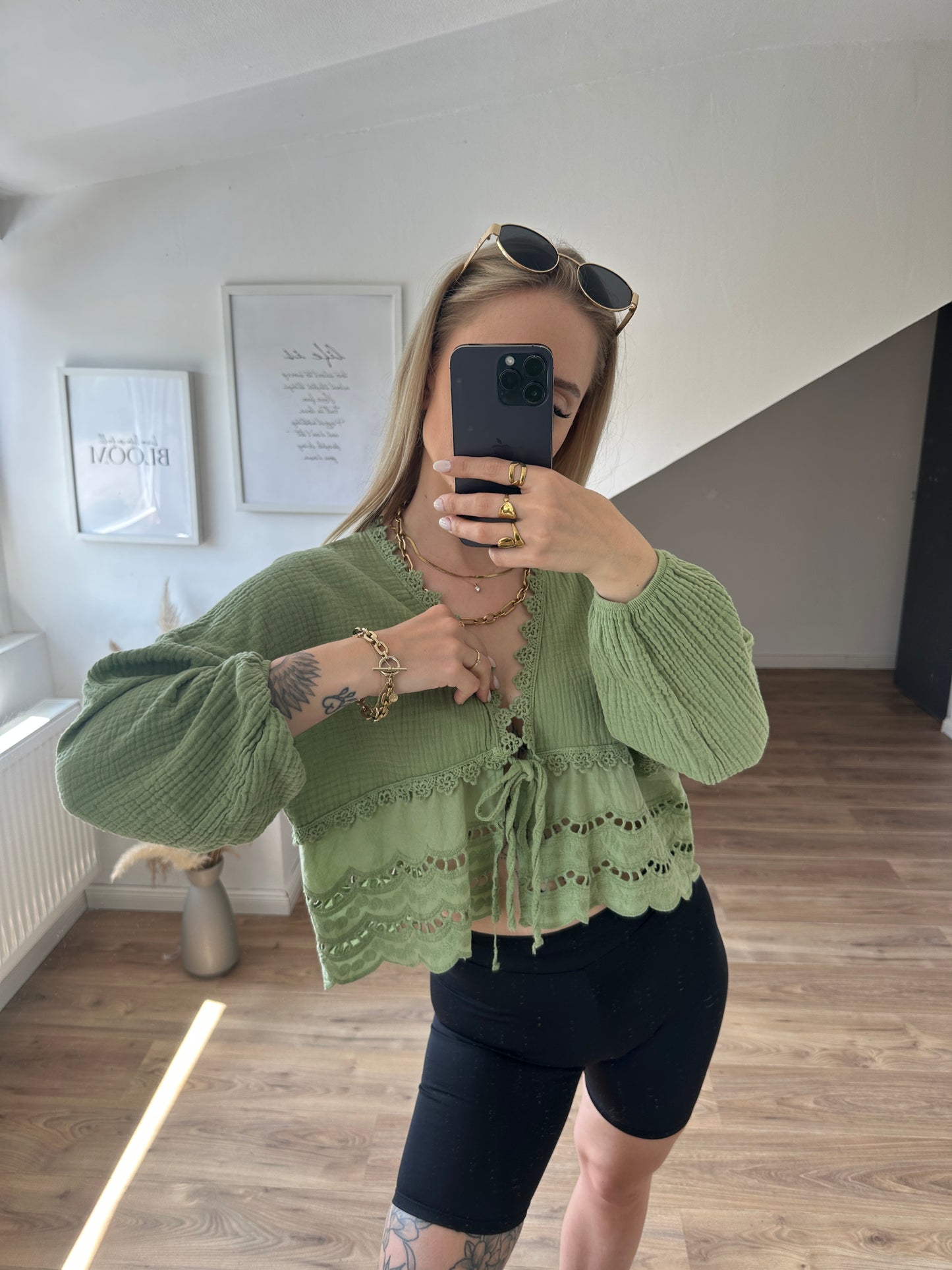 Musselin Bluse Boho Gelb