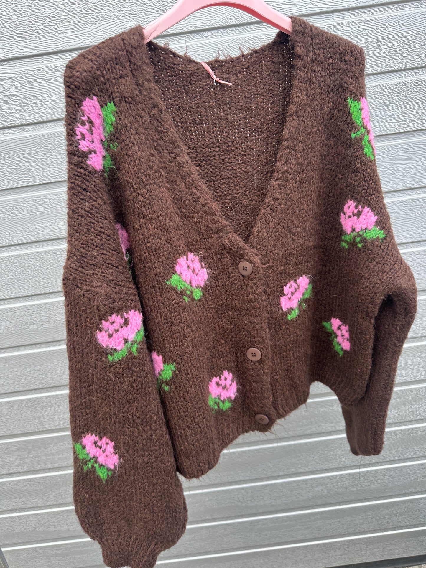 Cardigan Blumi Braun Rosa