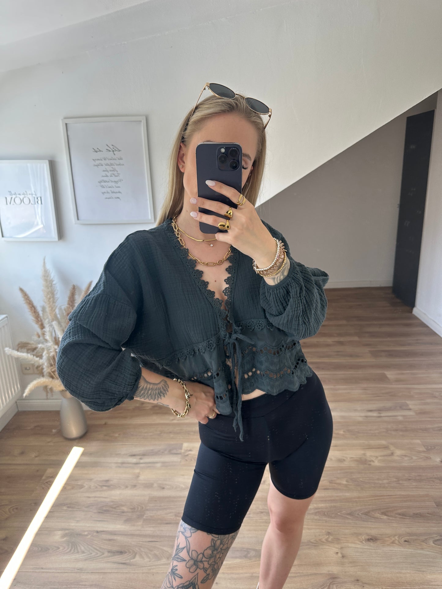 Musselin Bluse Boho Gelb
