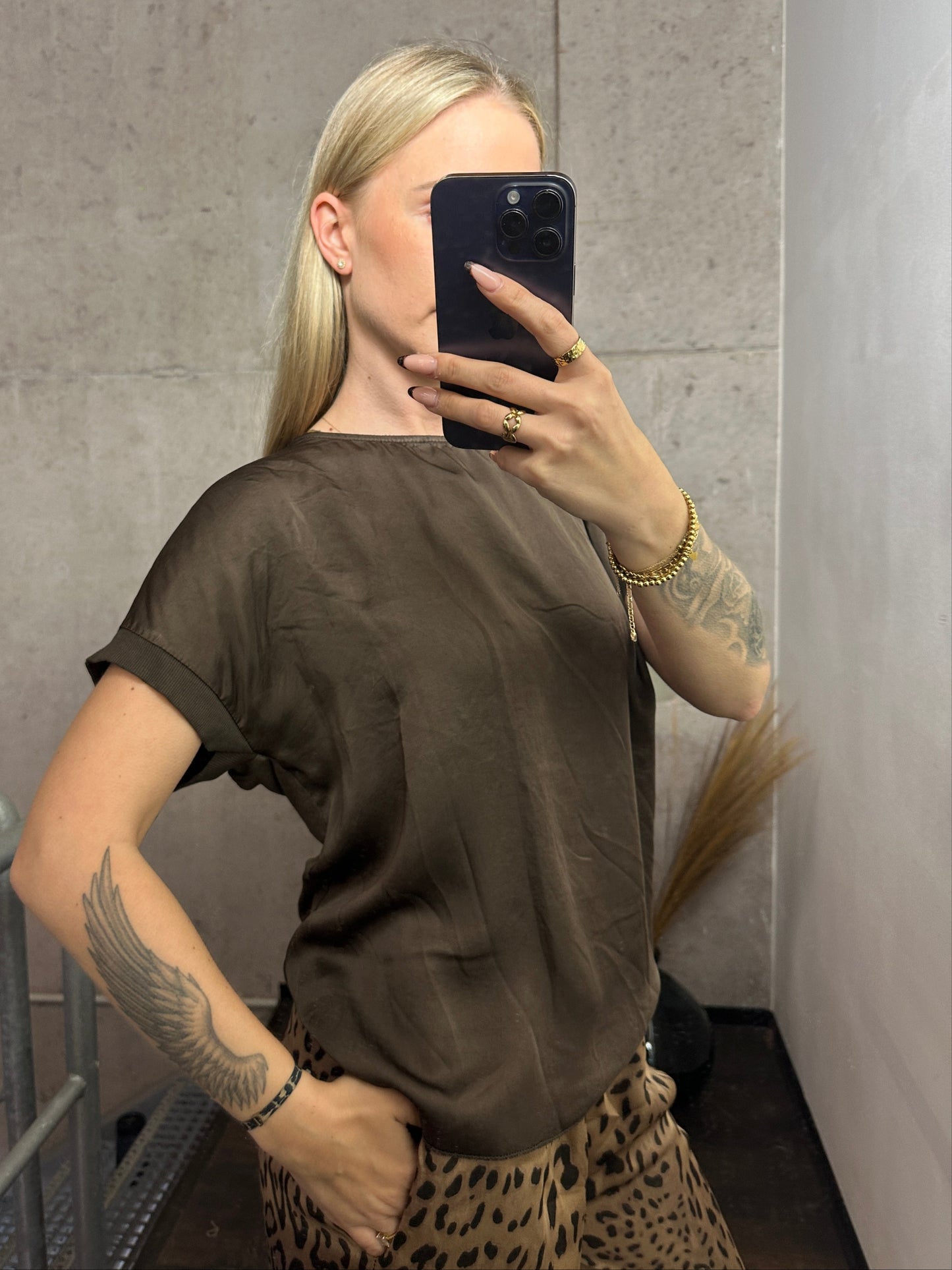 Seiden Shirt Dunkelbraun