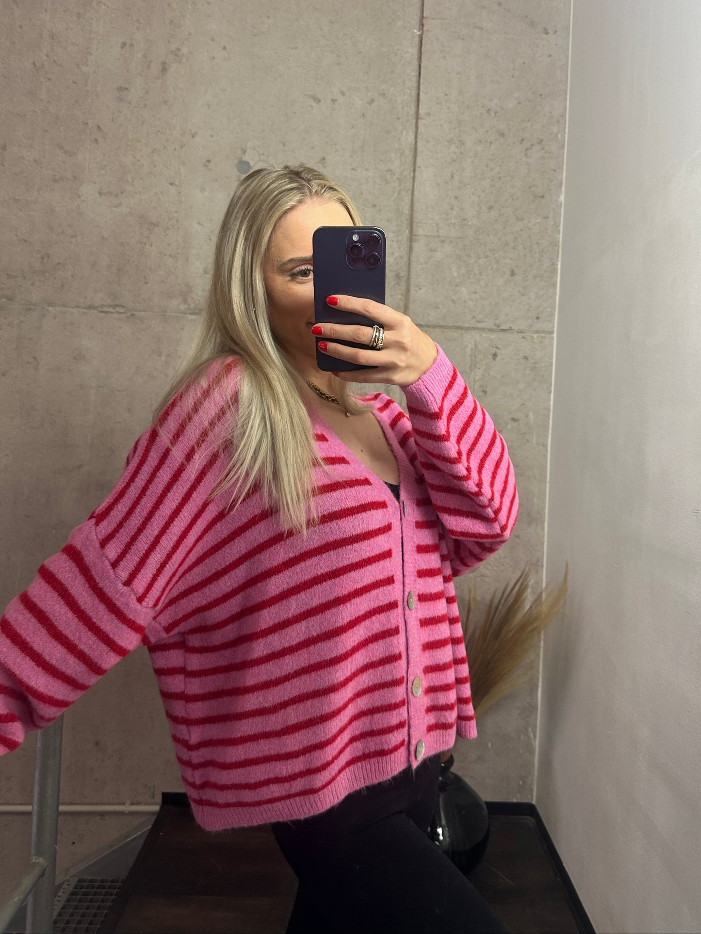 Cardigan Knöpfi Pink/Rot