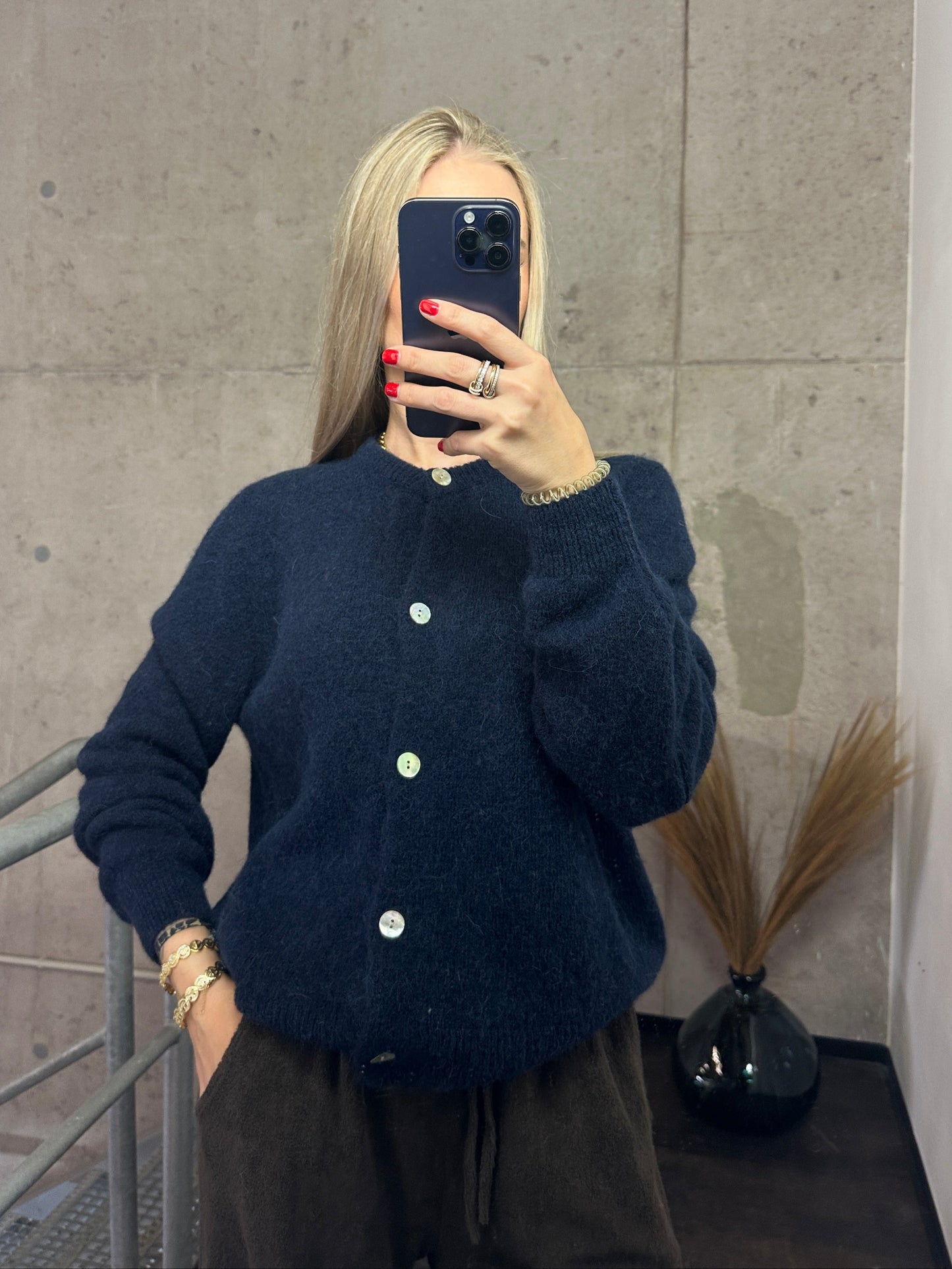Alpaka Cardigan Dunkelblau